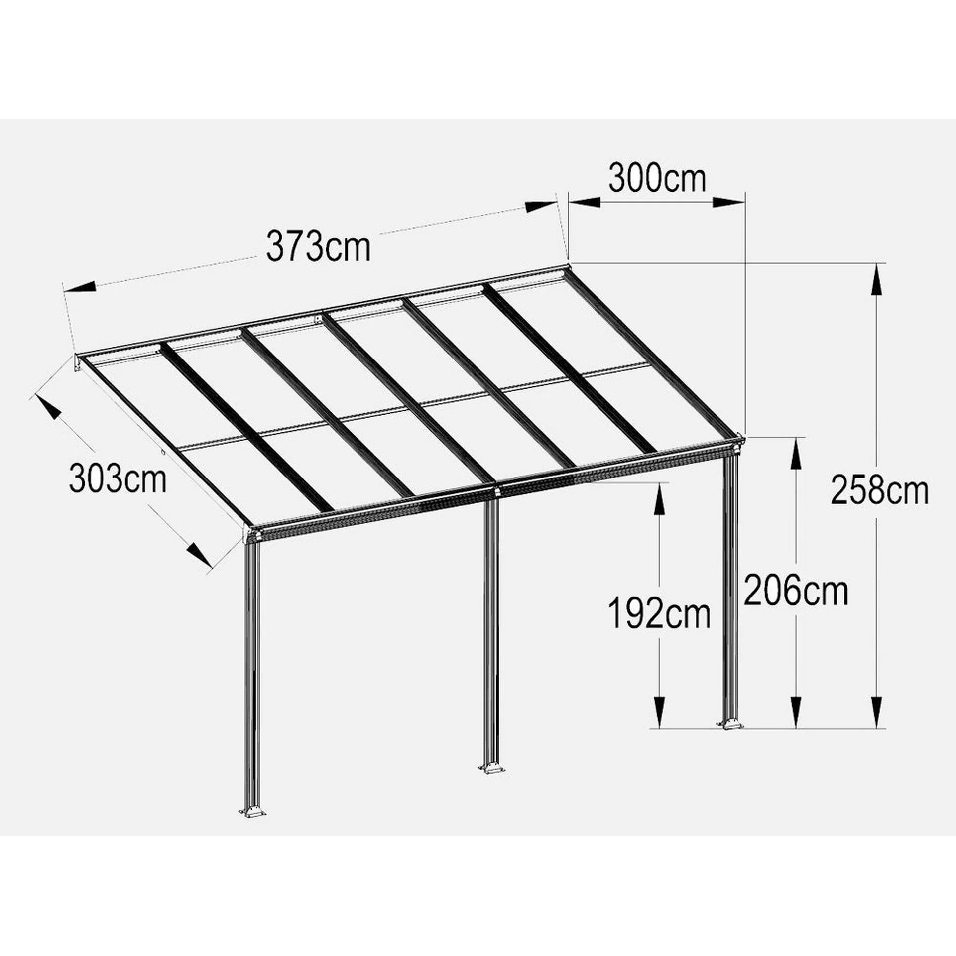 Patio Canopy 12'x10' ft - 3.73 x 3.03 x 2.58M - Charcoal Grey - Image 16