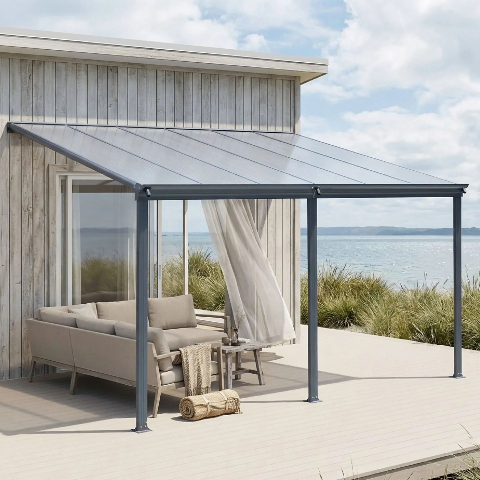 Patio Canopy 12'x10' ft - 3.73 x 3.03 x 2.58M - Charcoal Grey - Image 2