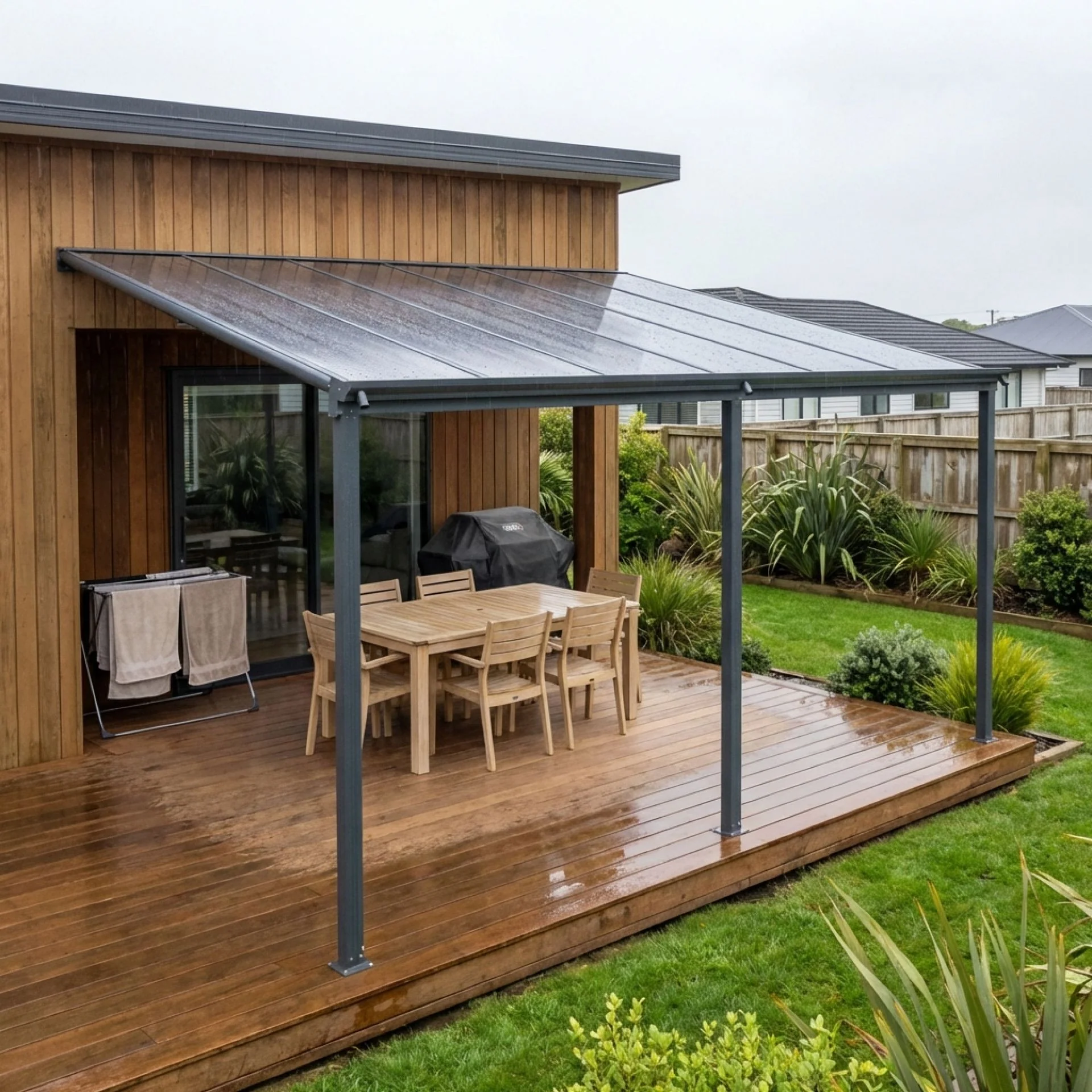 Patio Canopy 12'x10' ft - 3.73 x 3.03 x 2.58M - Charcoal Grey - Image 4
