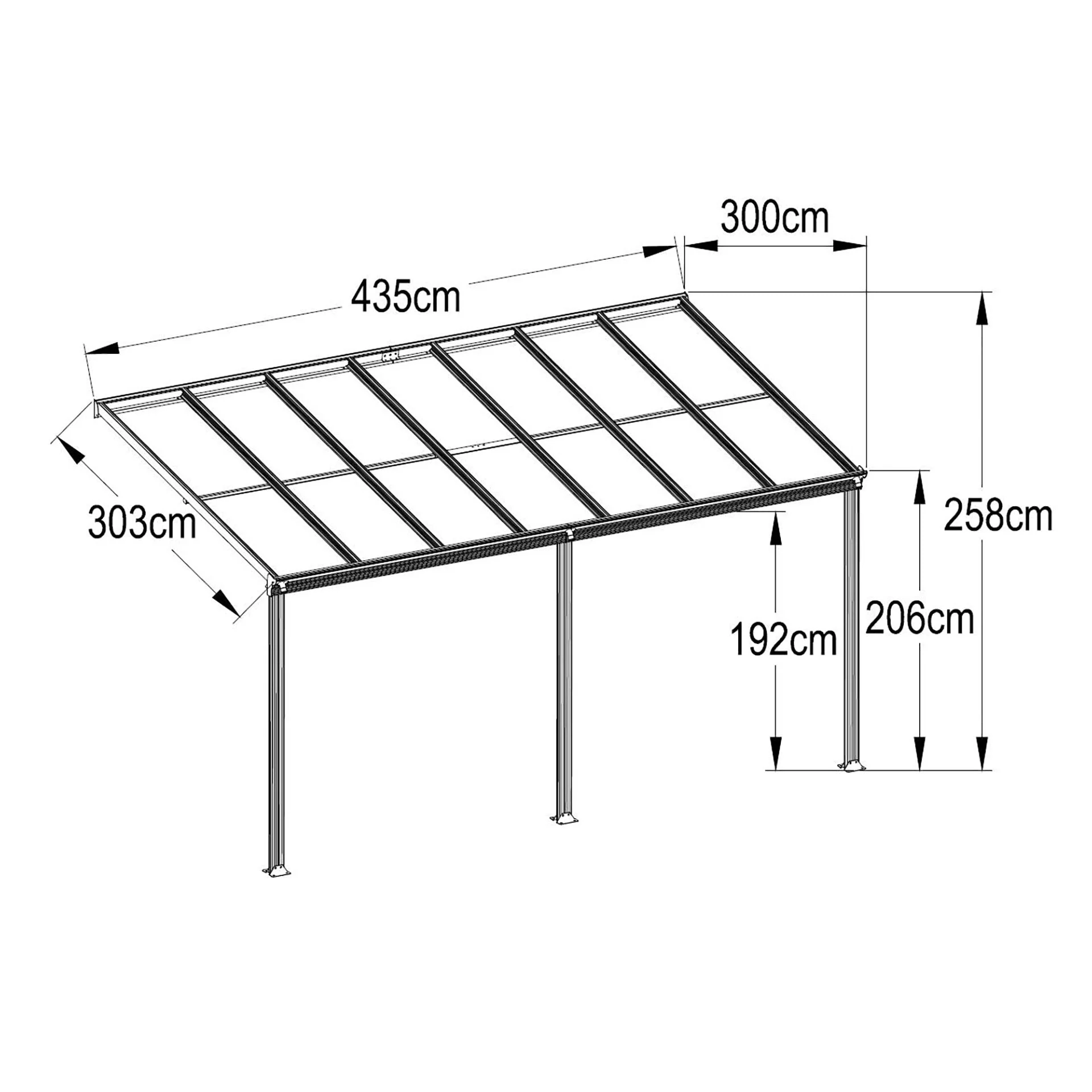 Patio Canopy 14'x10' ft - 4.4 x 3.03 x 2.58m - Charcoal Grey - Image 14
