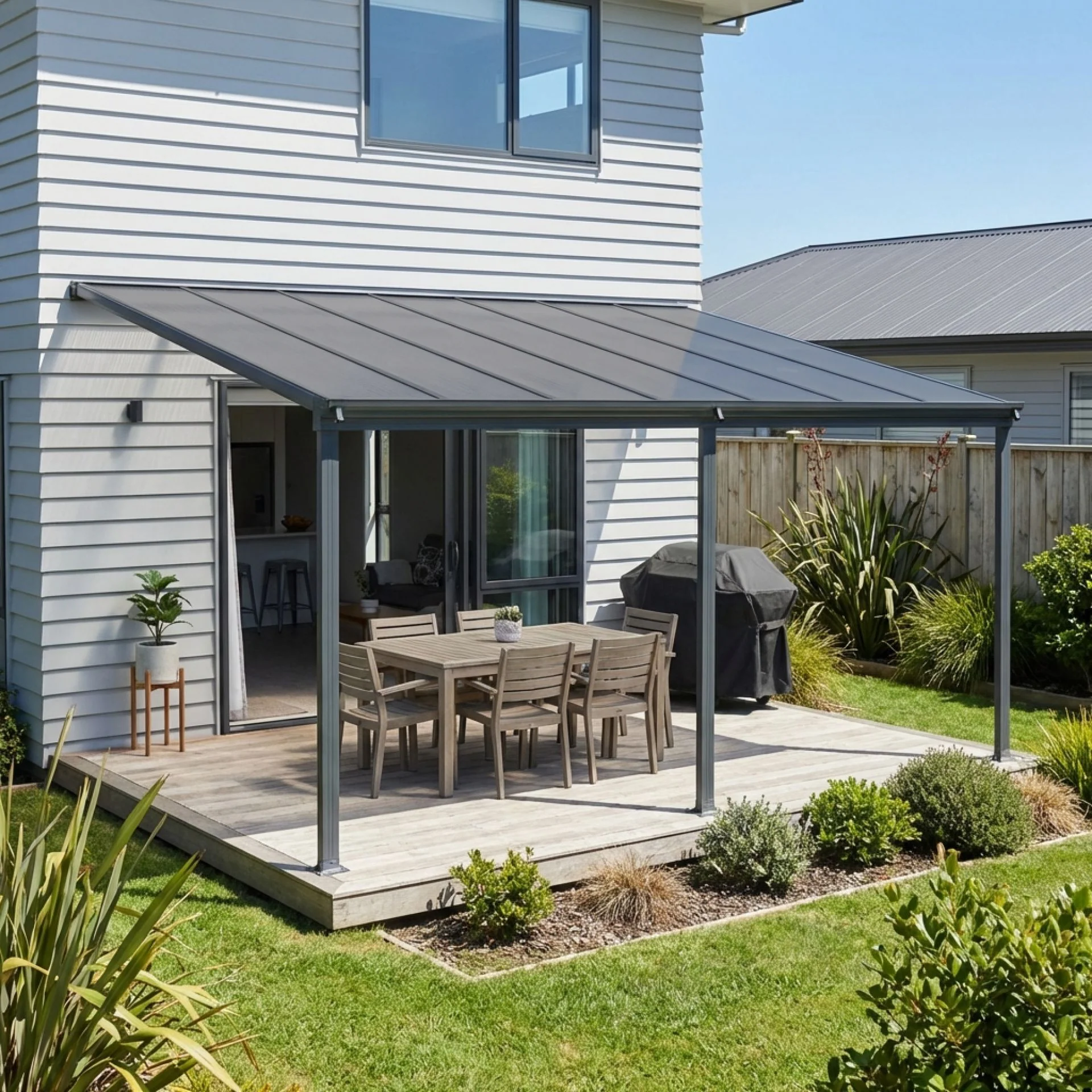 Patio Canopy 14'x10' ft - 4.4 x 3.03 x 2.58m - Charcoal Grey - Image 3