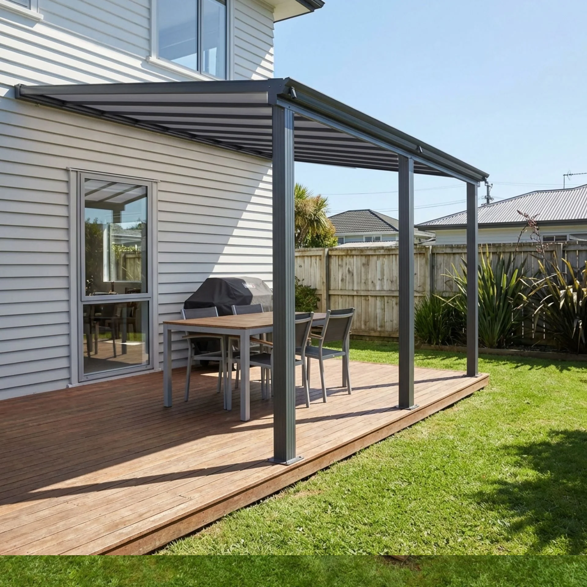 Patio Canopy 14'x10' ft - 4.4 x 3.03 x 2.58m - Charcoal Grey - Image 6
