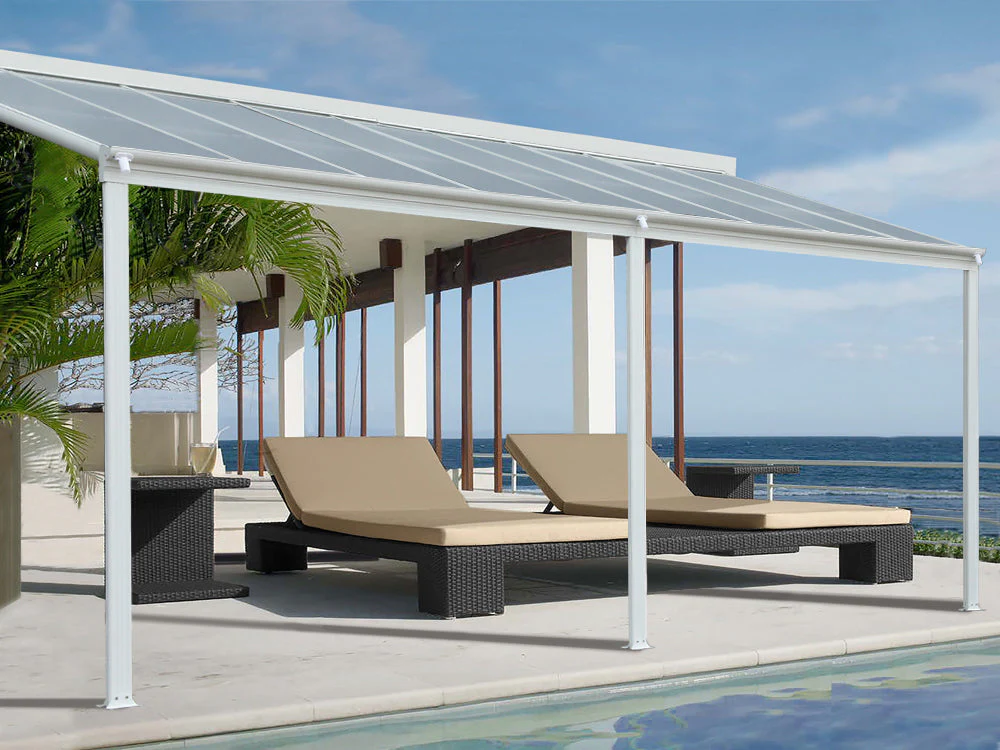 Patio Canopy 18'x10' ft - 5.57 x 3.03 x 2.58M - WHITE