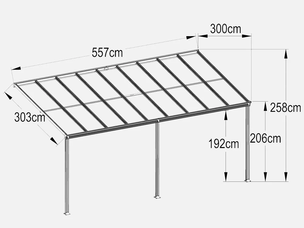 Patio Canopy 18'x10' ft - 5.57 x 3.03 x 2.58M - WHITE - Image 7