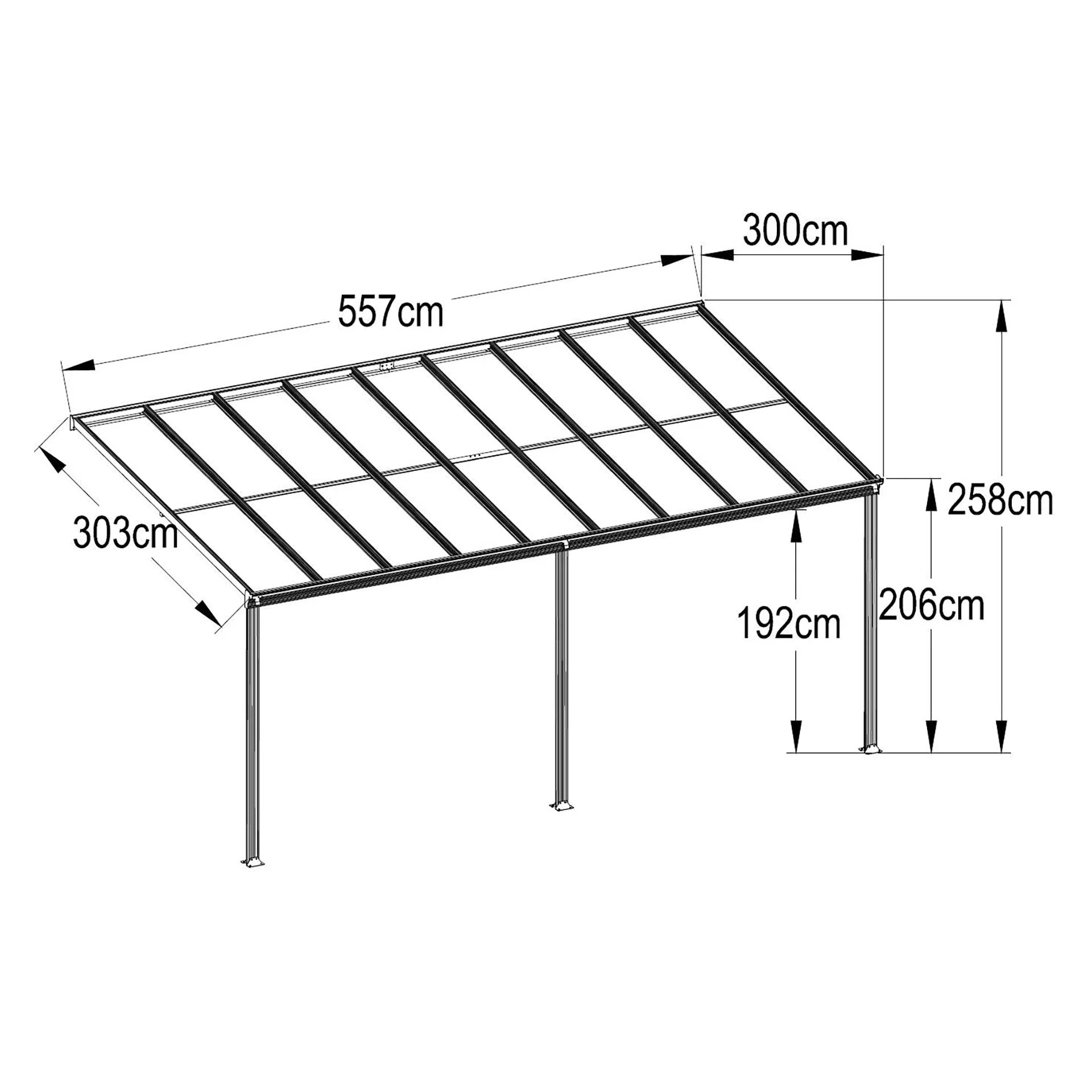 Patio Canopy Roof 5.57m x 3m - Charcoal Grey - Image 15