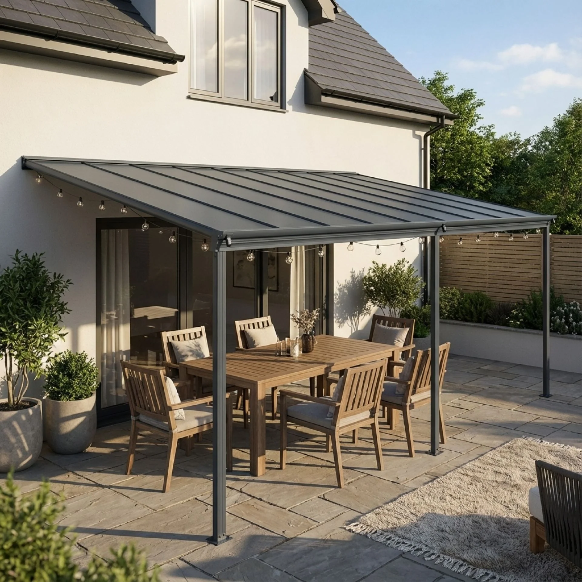 Patio Canopy Roof 5.57m x 3m - Charcoal Grey - Image 4