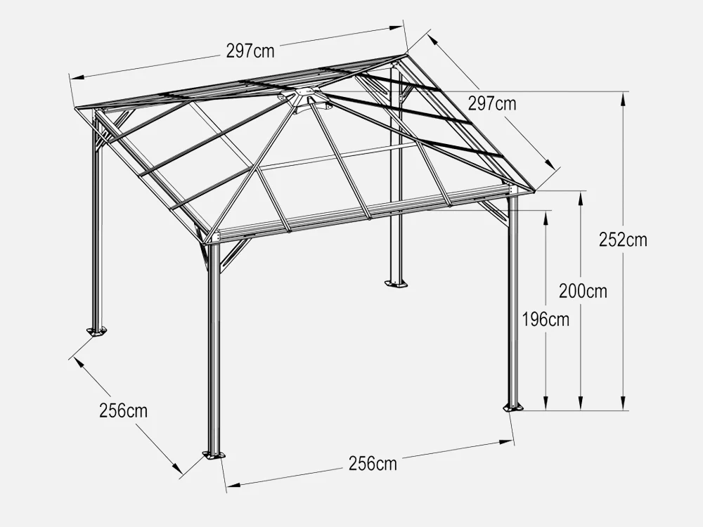 Patio Gazebo Aluminium Hardtop Gazebo 3x3M - Image 9