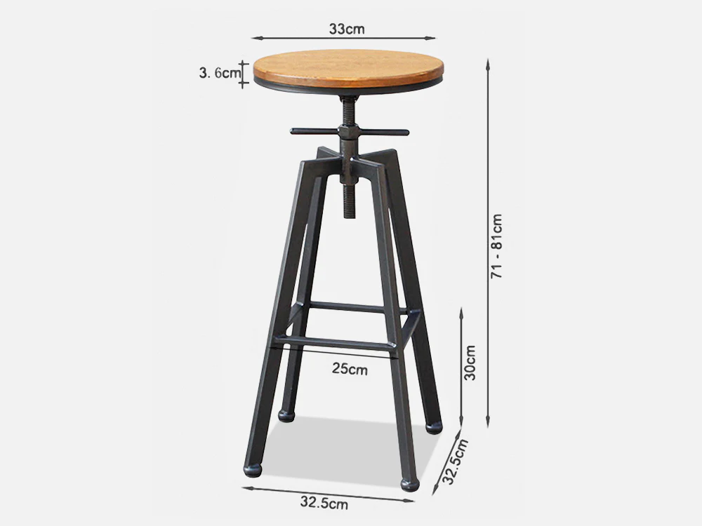 PAX Industrial Swivel Bar Stool - OAK - Image 4