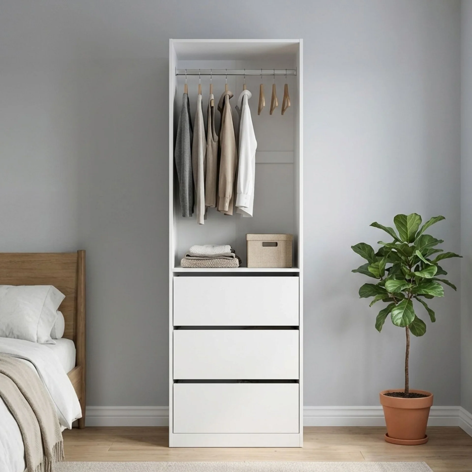 Payette 3 Drawer Wardrobe - White - Image 3