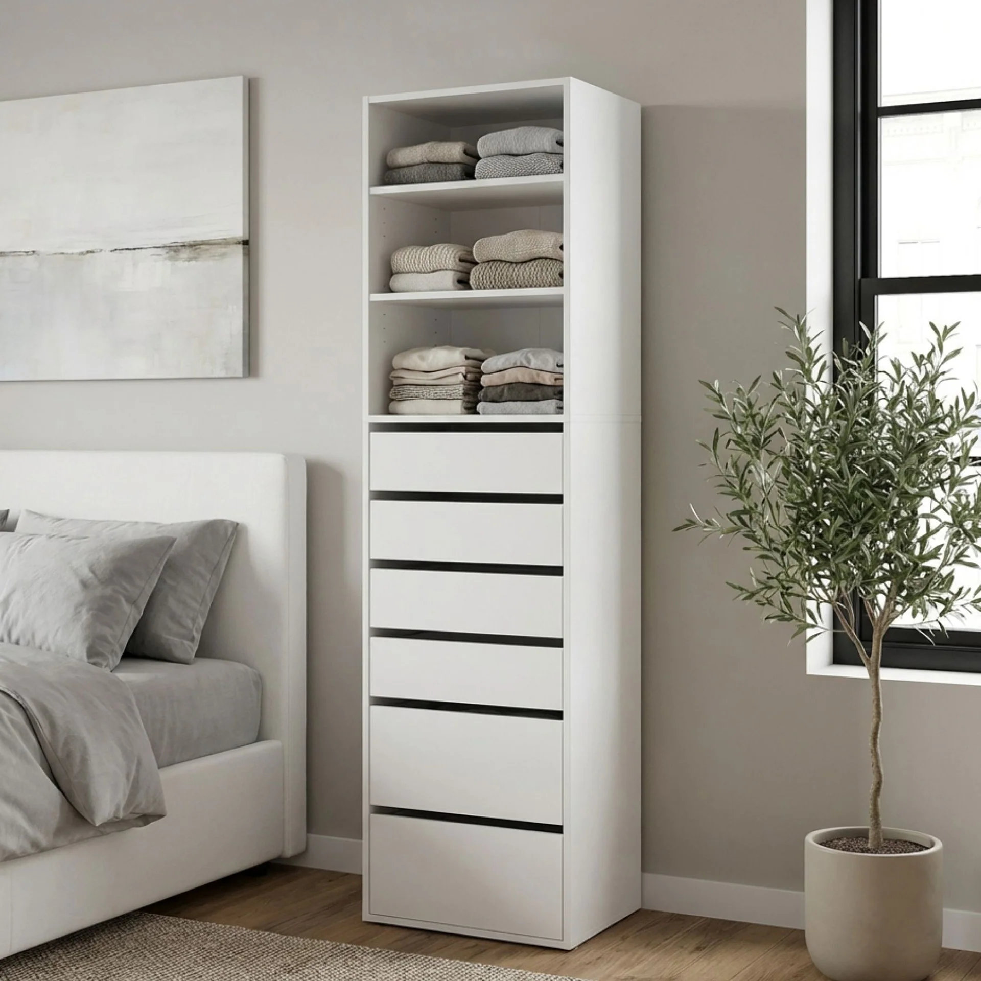 Payette 6 Drawer & 3 Shelf Wardrobe - White - Image 6