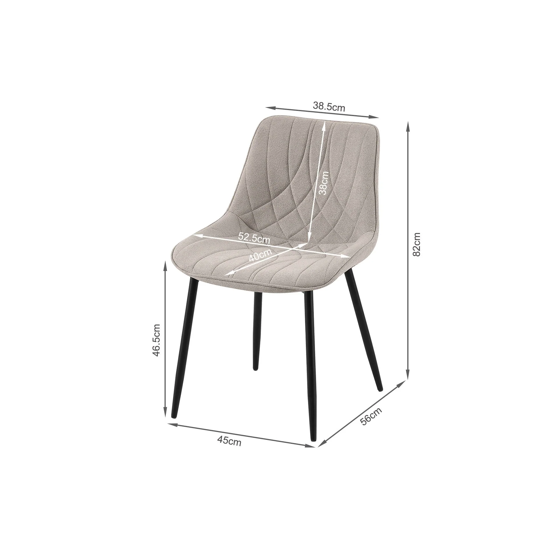 Payton Fabric Dining Chair - Set of 4 - Grey - Image 12