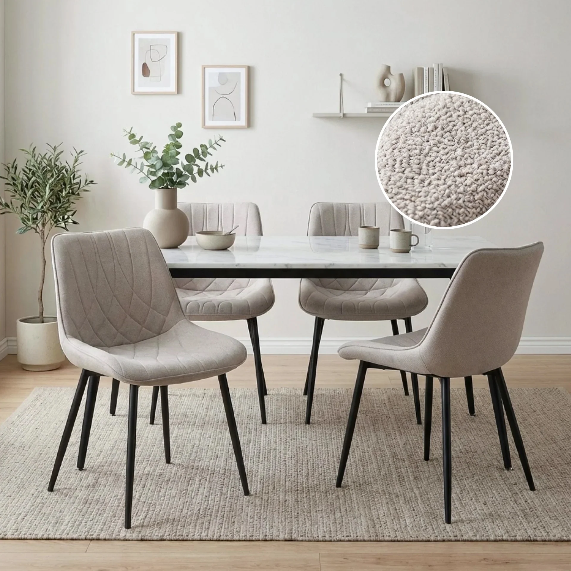 Payton Fabric Dining Chair - Set of 4 - Grey - Image 2