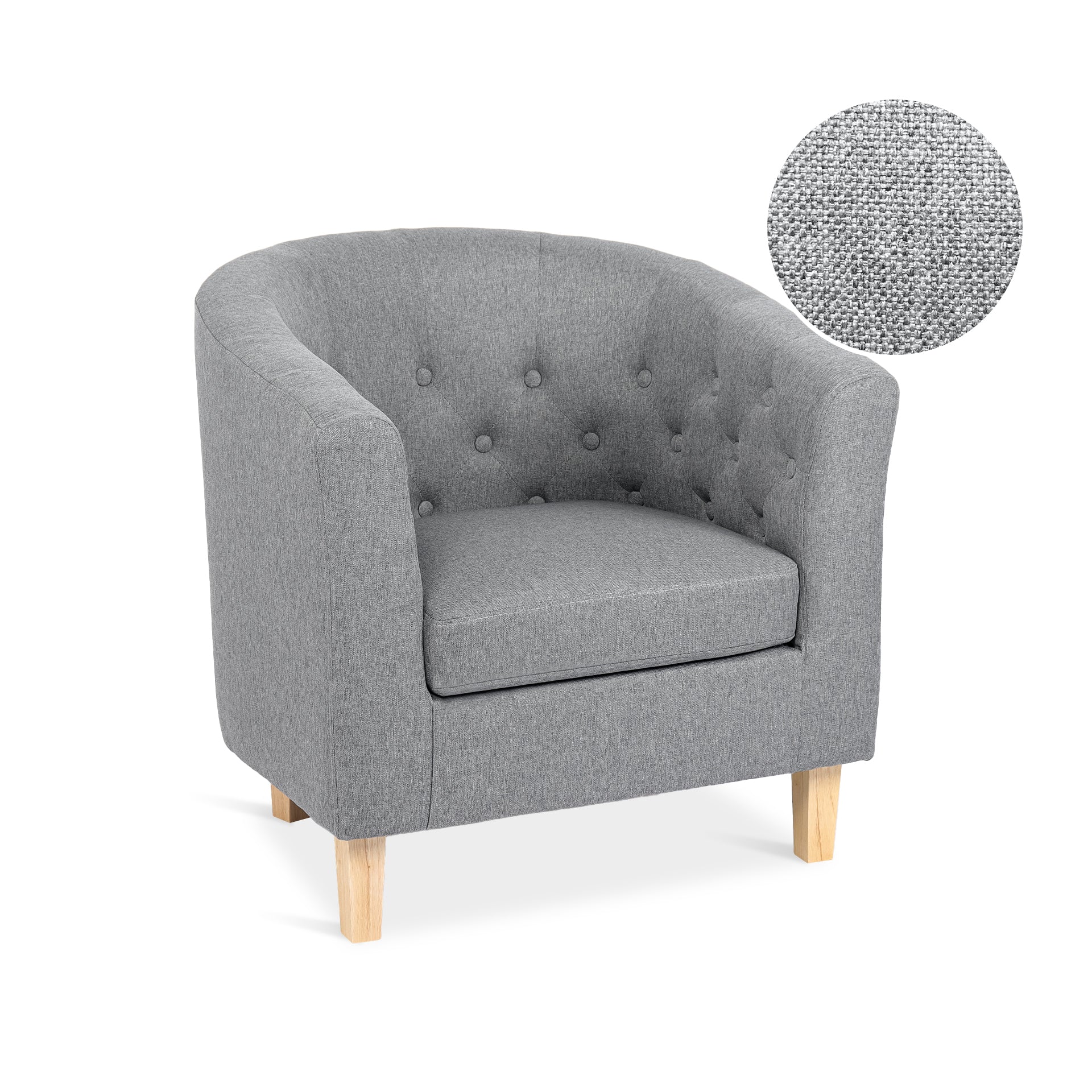 Pebble Wraparound Linen Armchair - Light Grey - Image 9