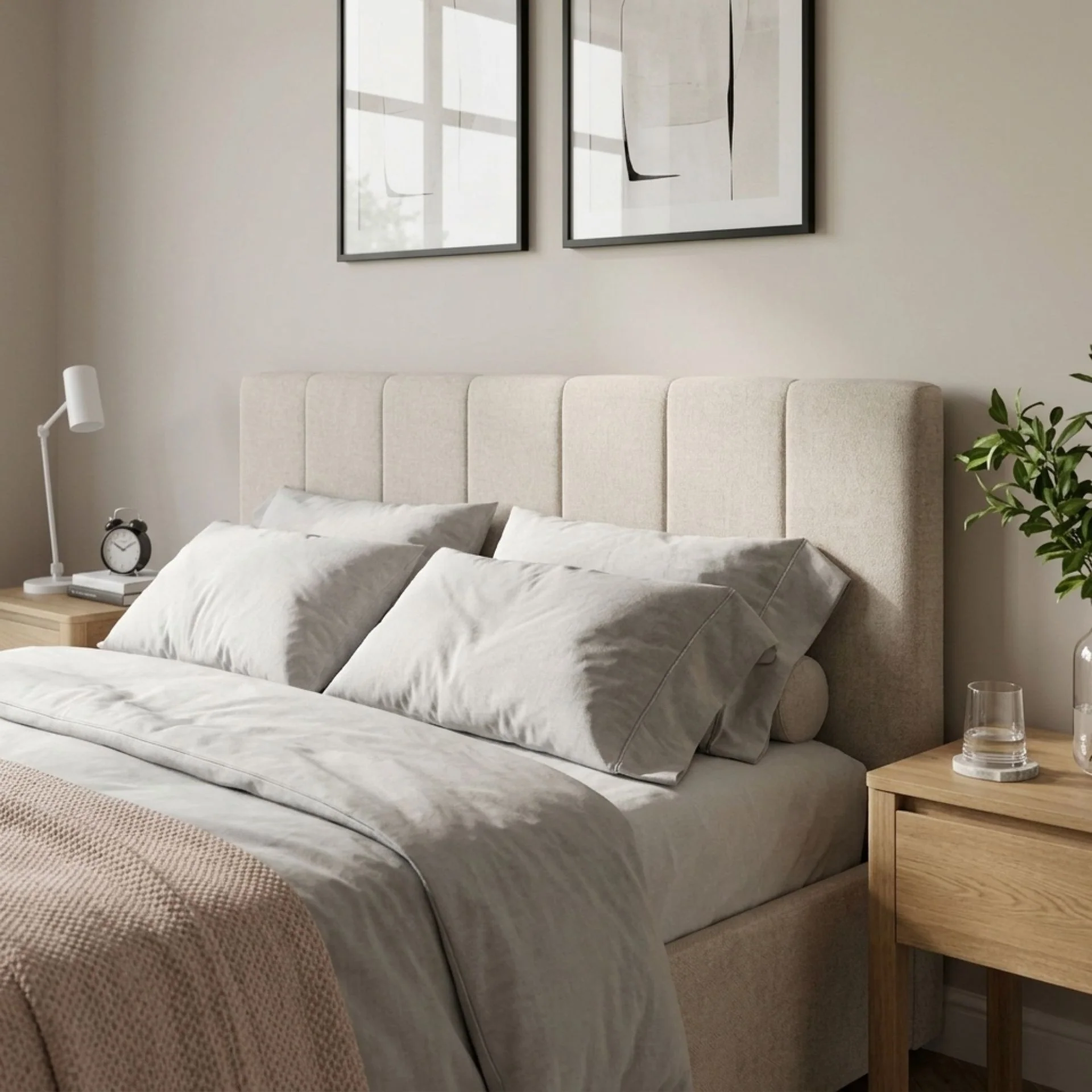 Penelope Queen Gas Lift Bed Frame - Linen Beige - Image 7