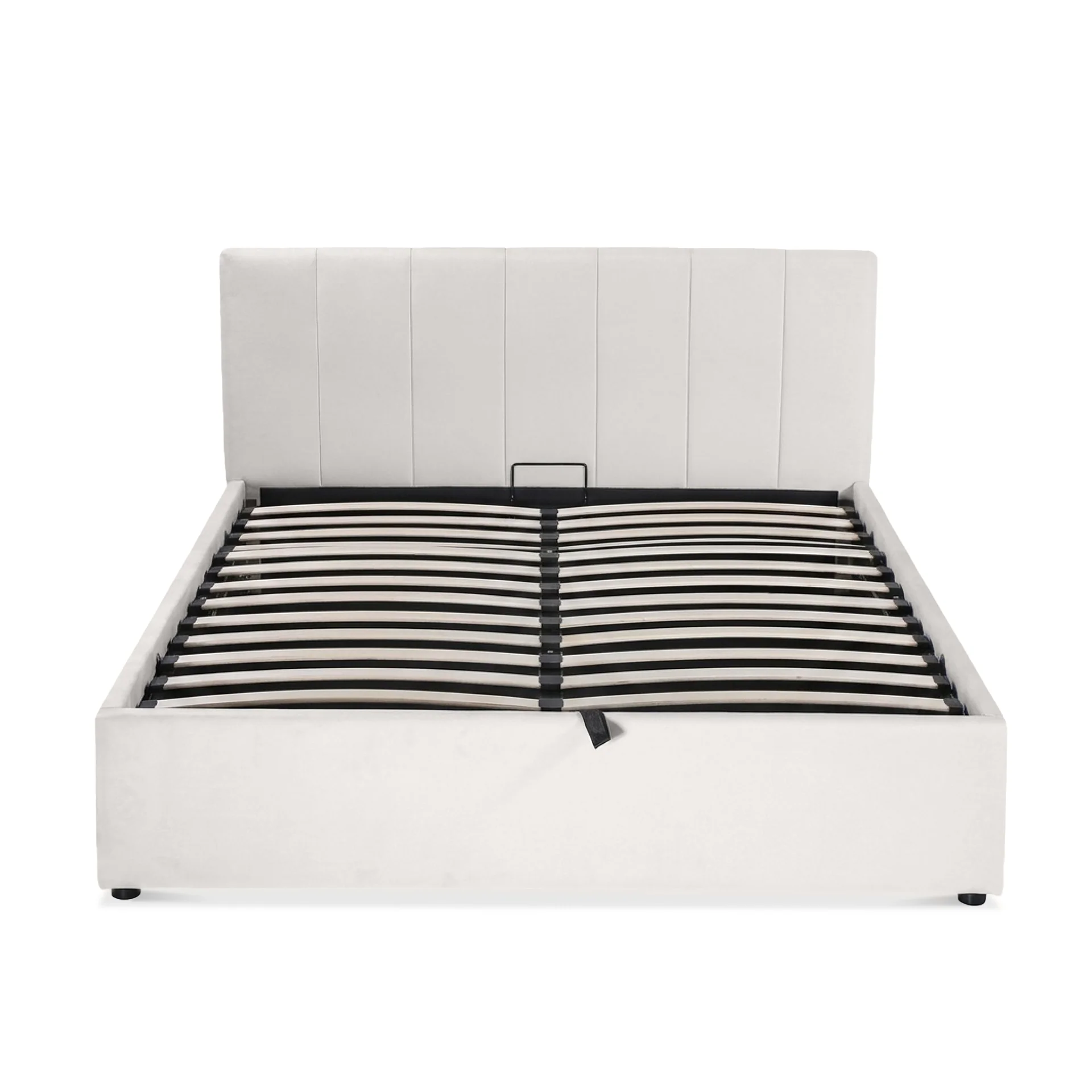 Penelope Queen Gas Lift Velvet Bed Frame - Beige - Image 10