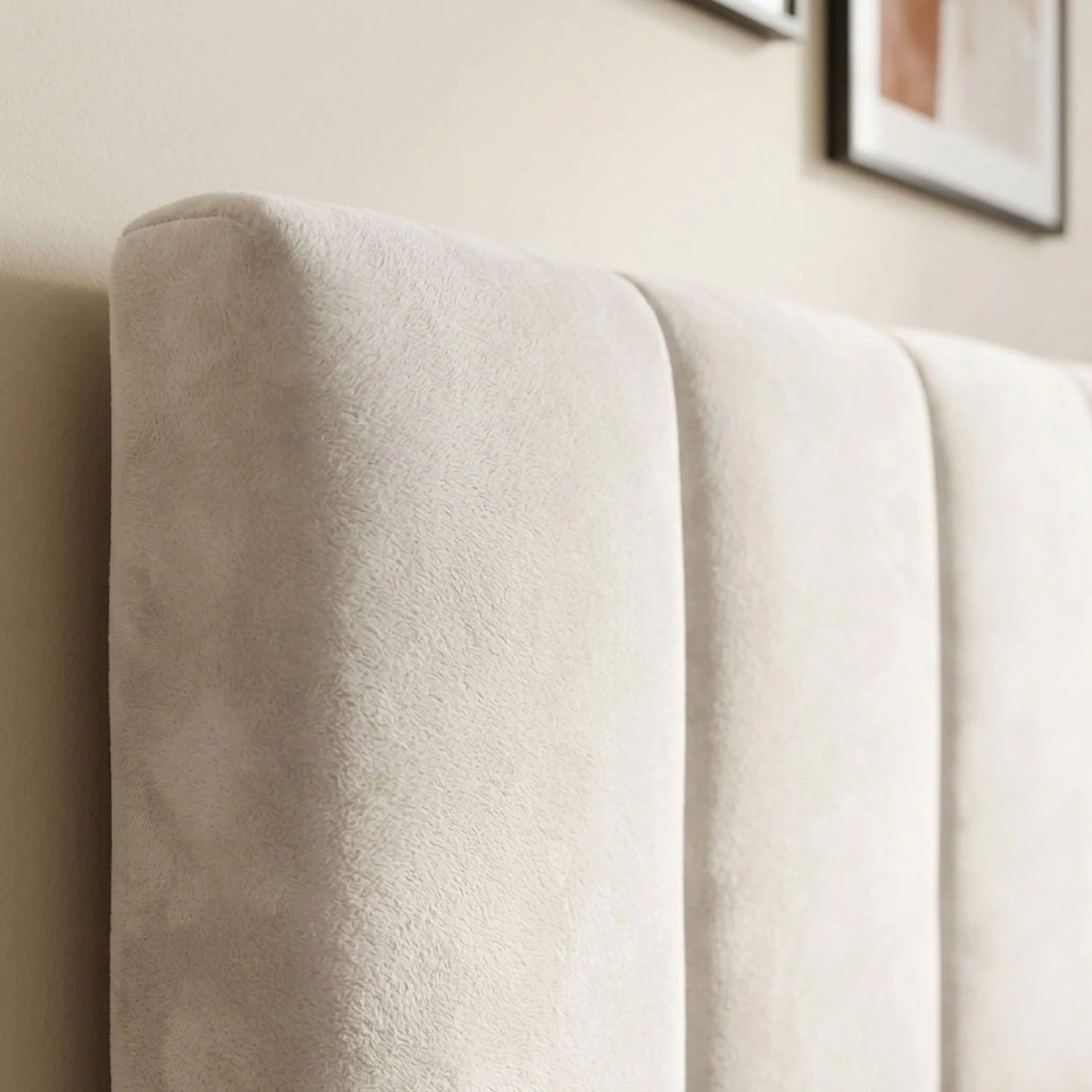 Penelope Queen Gas Lift Velvet Bed Frame - Beige - Image 7