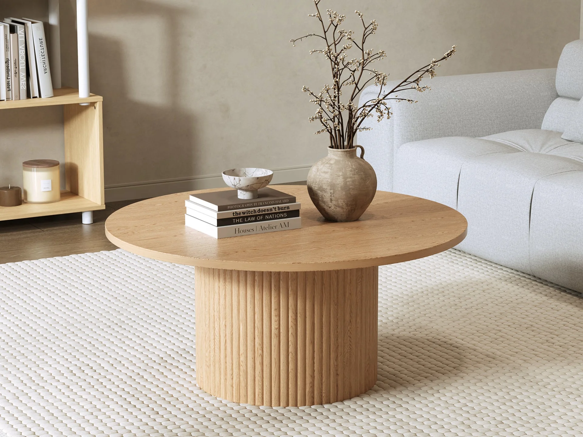 Peyton Round Coffee Table 80cm - Oak - Image 4