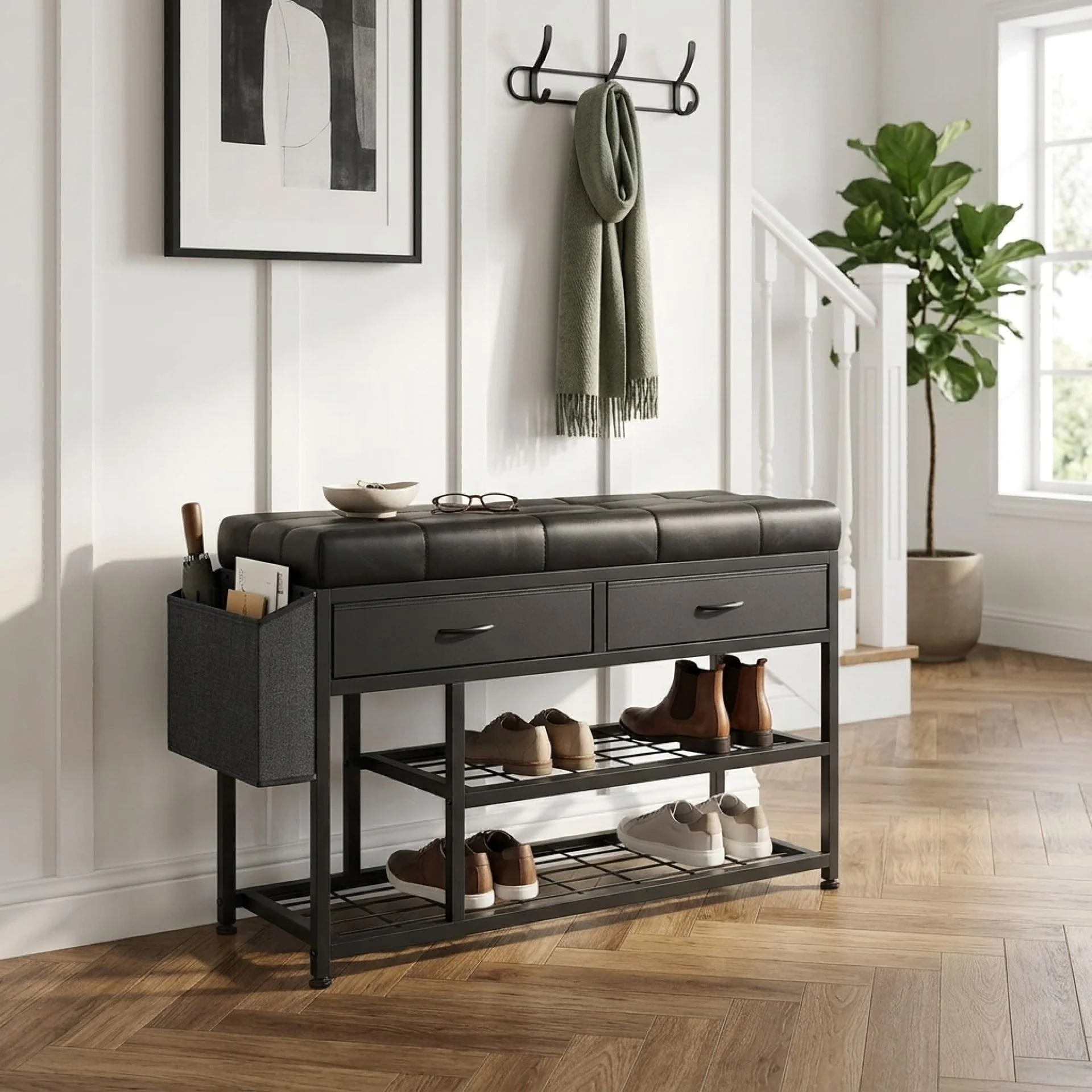Plover Shoe Rack with Storage Bag - Black - Image 5