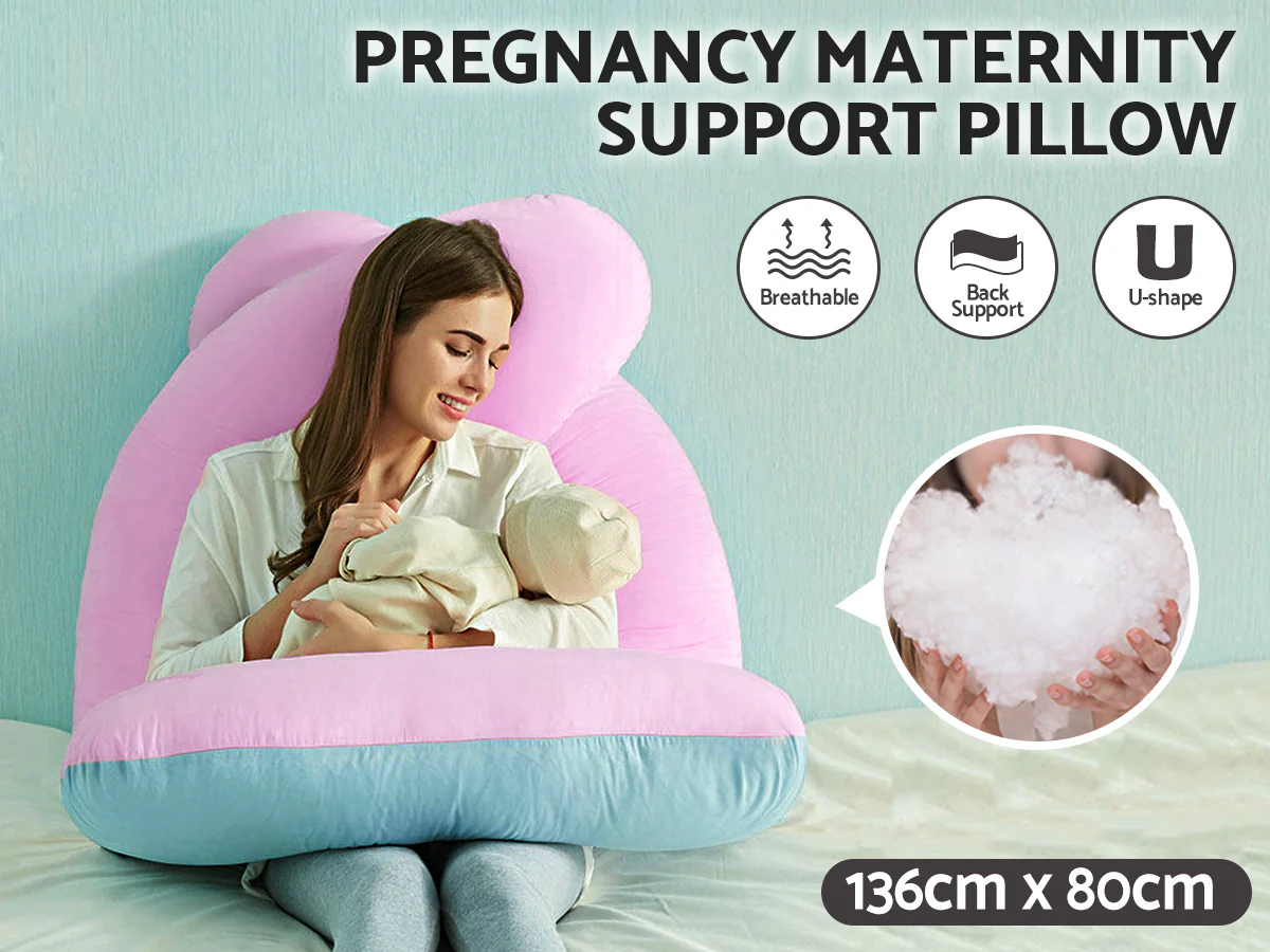 Pregnancy Pillow Maternity Support U SHAPE - PINK + BLUE - Image 7