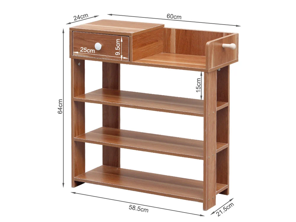 PUKAKI 4 Tiers Shoe Rack Organiser Shelf - MAPLE - Image 6