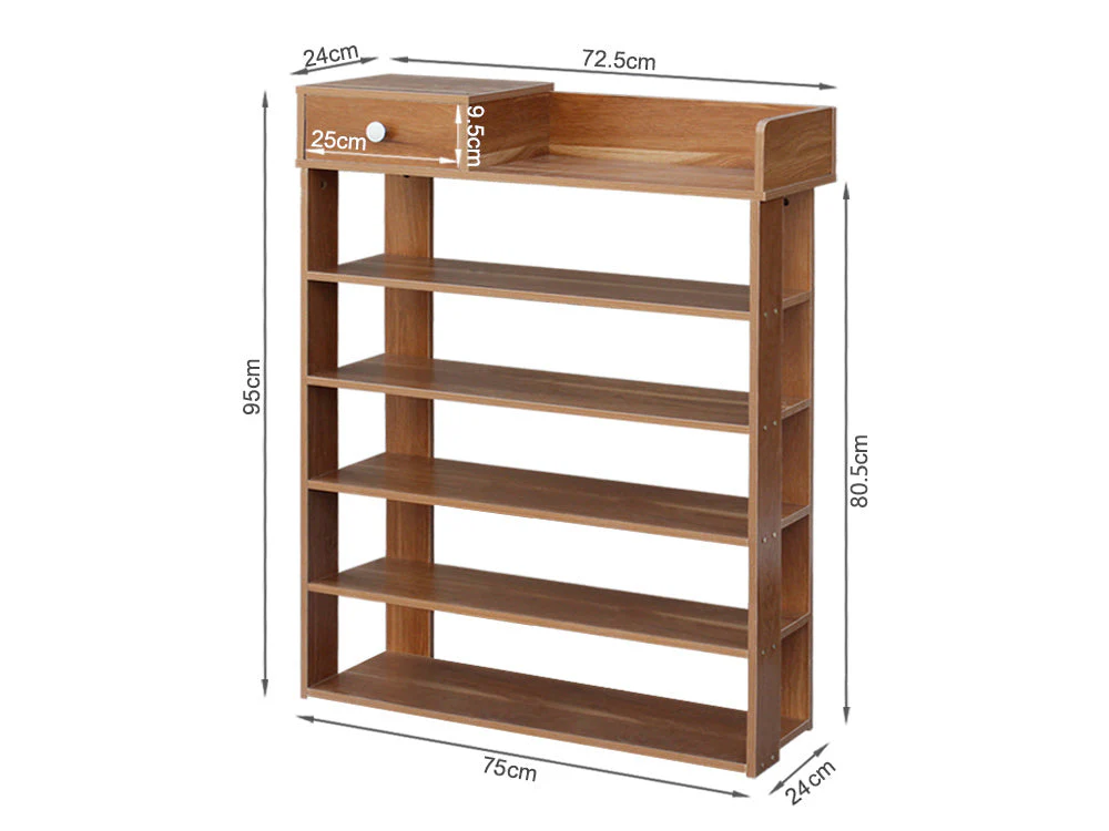 PUKAKI 6 Tiers Shoe Rack Organiser Shelf - OAK - Image 9