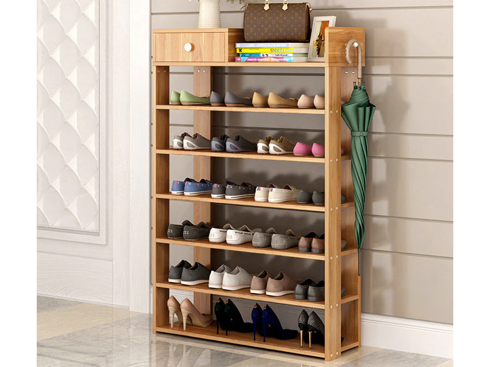 PUKAKI 7 Tiers Shoe Rack Organiser Shelf - OAK - Image 3