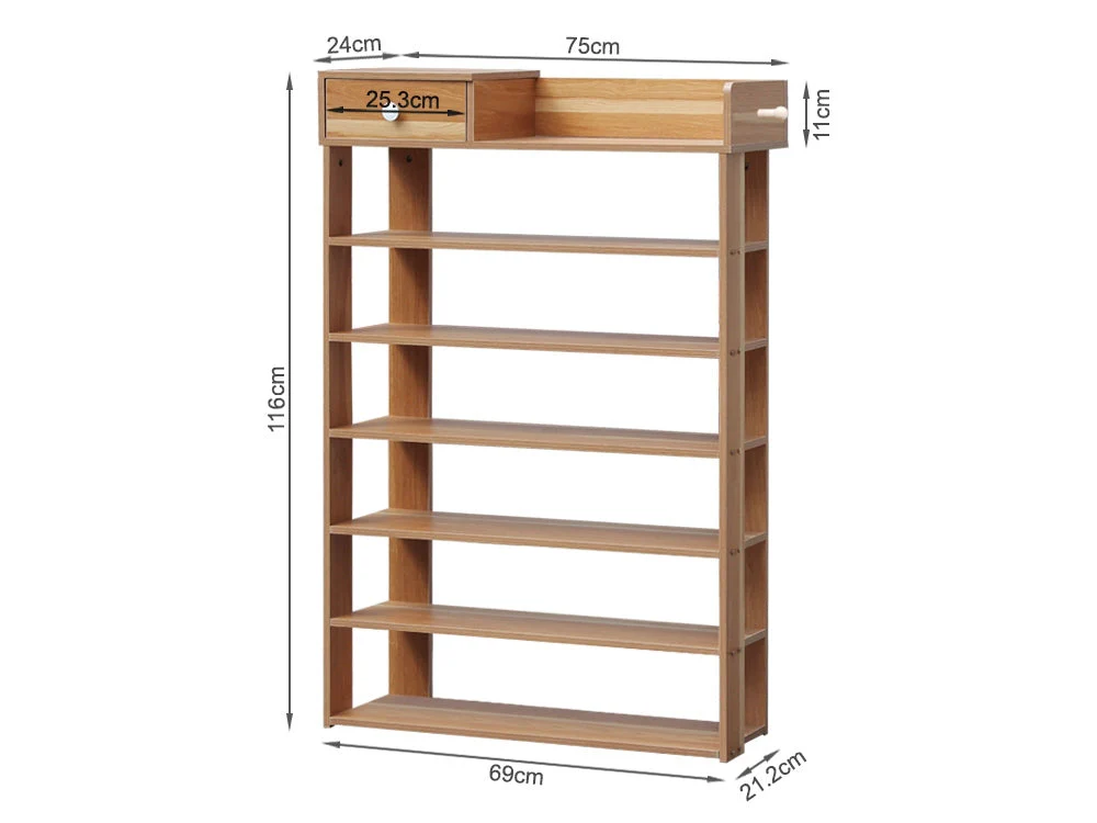 PUKAKI 7 Tiers Shoe Rack Organiser Shelf - OAK - Image 9