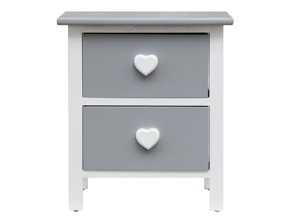 QUINN Wooden Bedside Table Nightstand with 2 Drawers - WHITE + GREY - Image 3