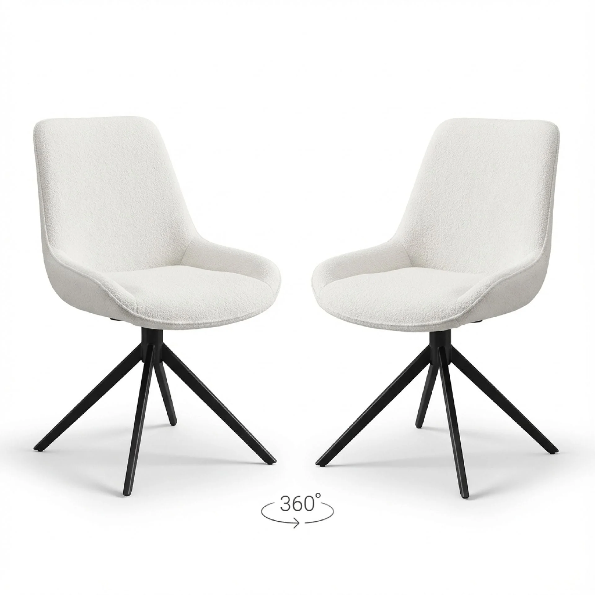 Ramona Boucle Dining Chair - Set of 2 - White + Black - Image 8