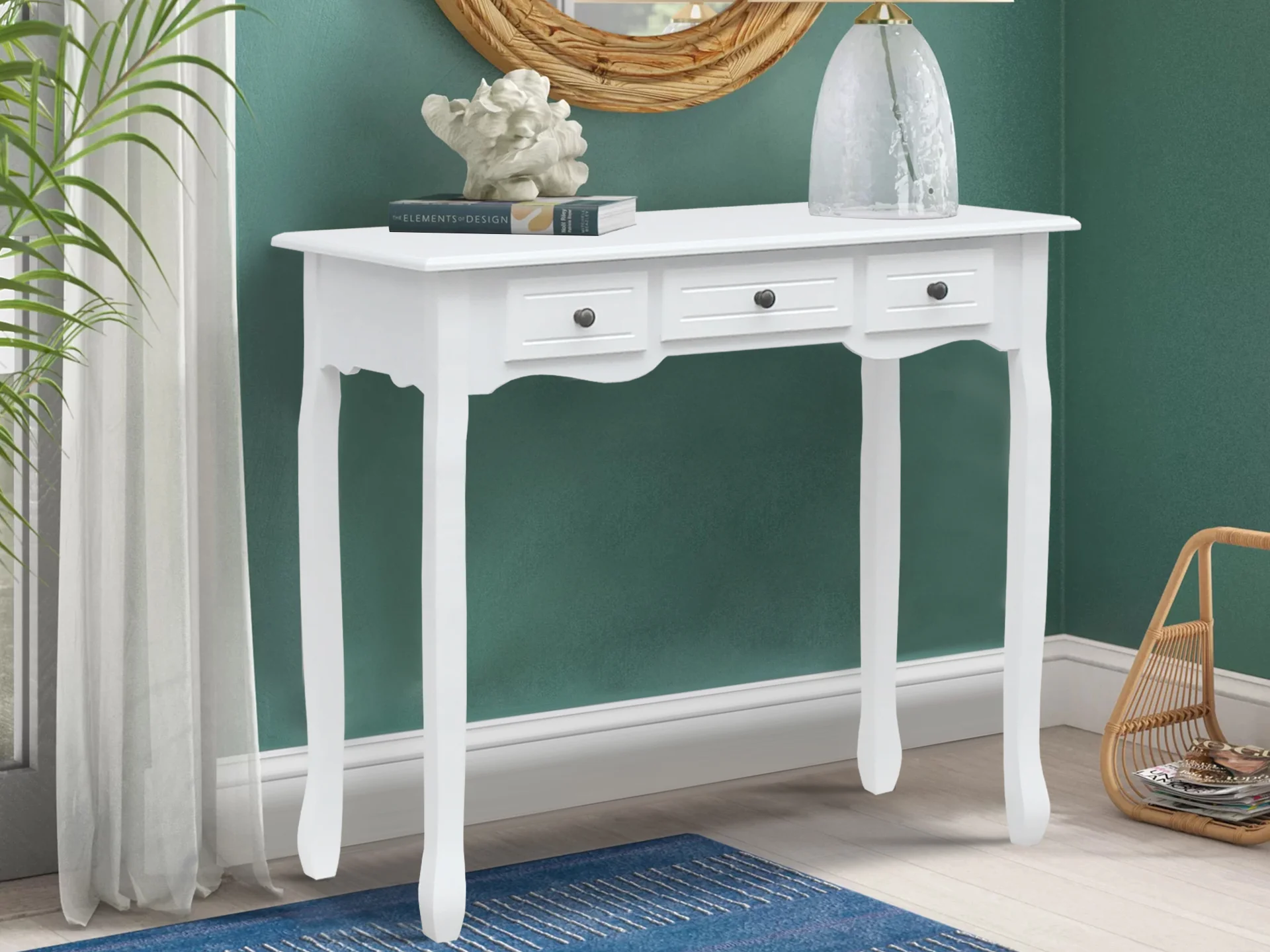 REESE Console Table with 3 Drawers - WHITE - Image 2
