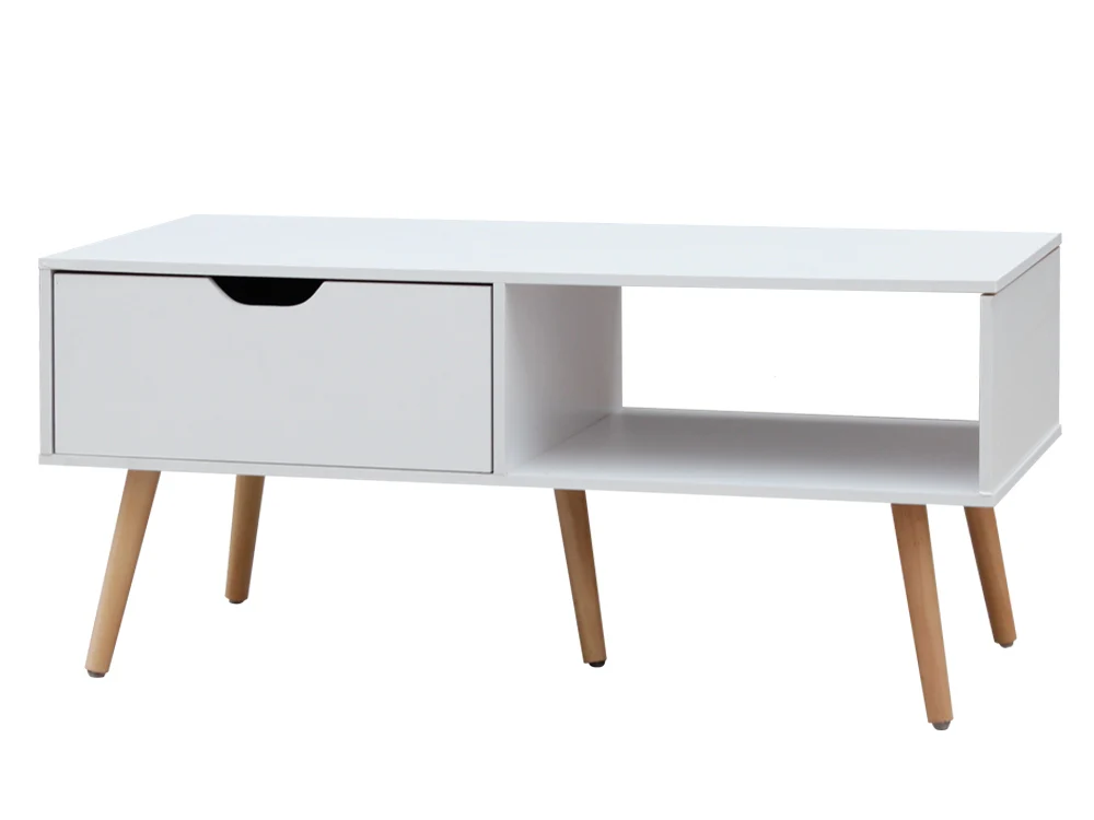 RILEY 1 Drawer Wooden Coffee Table - WHITE - Image 8
