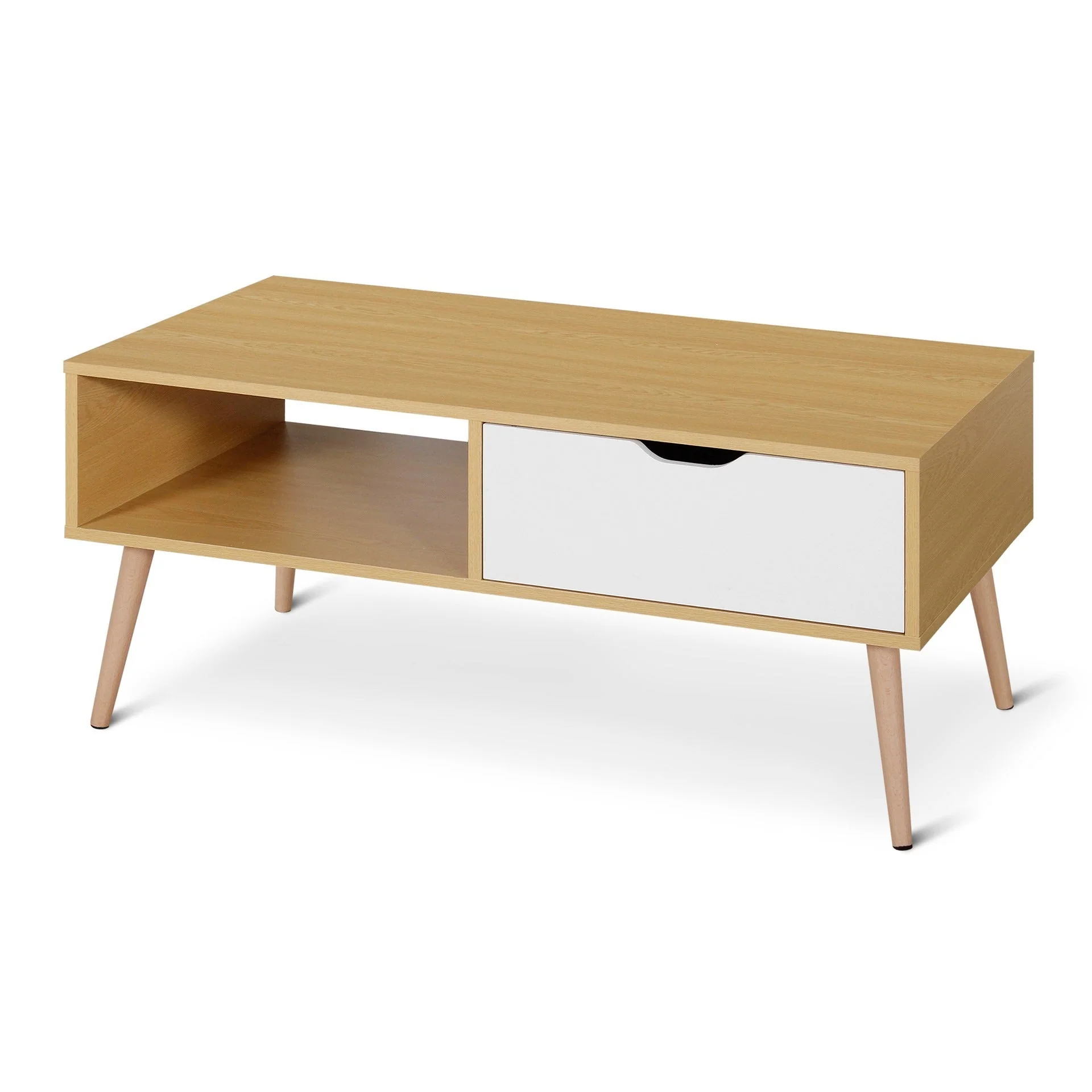 Riley Wooden Coffee Table - Maple + White - Image 11