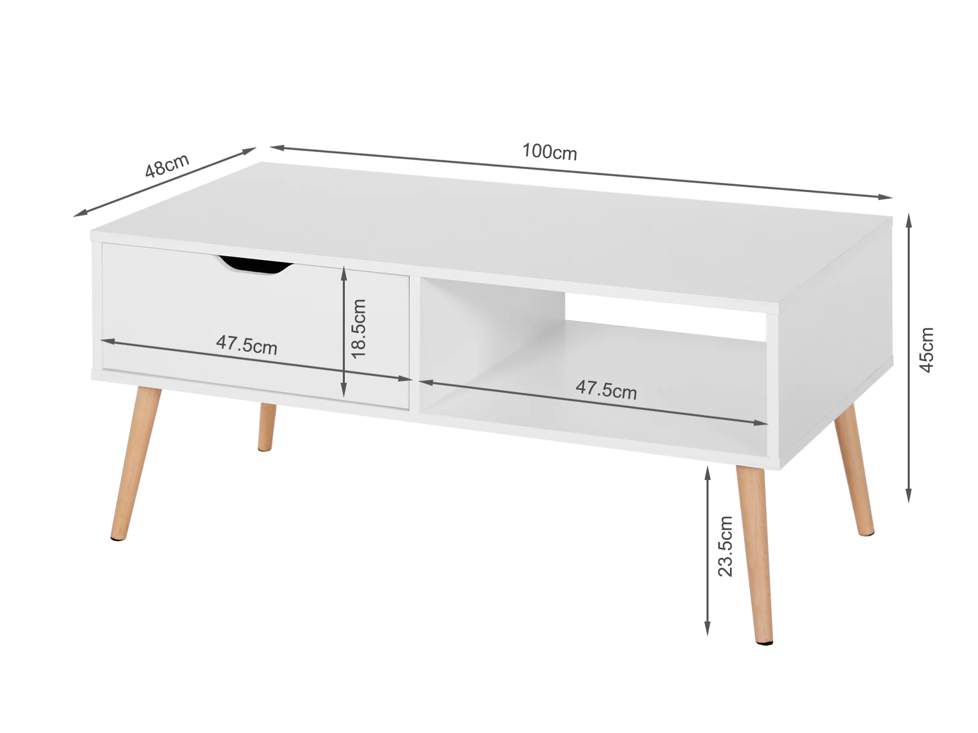 Riley Wooden Coffee Table - White - Image 6