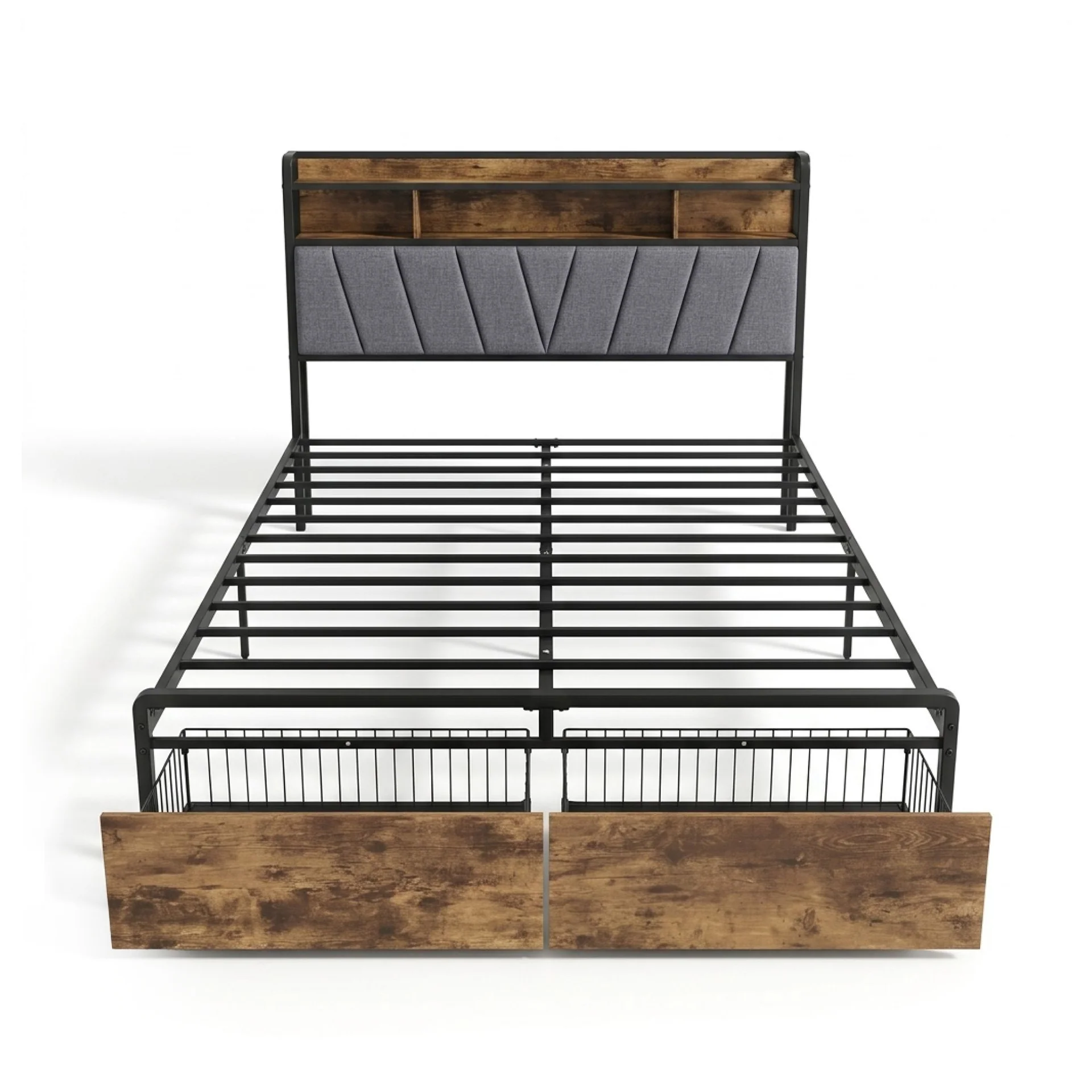 Rito Double Metal Bed Frame - Grey - Image 9
