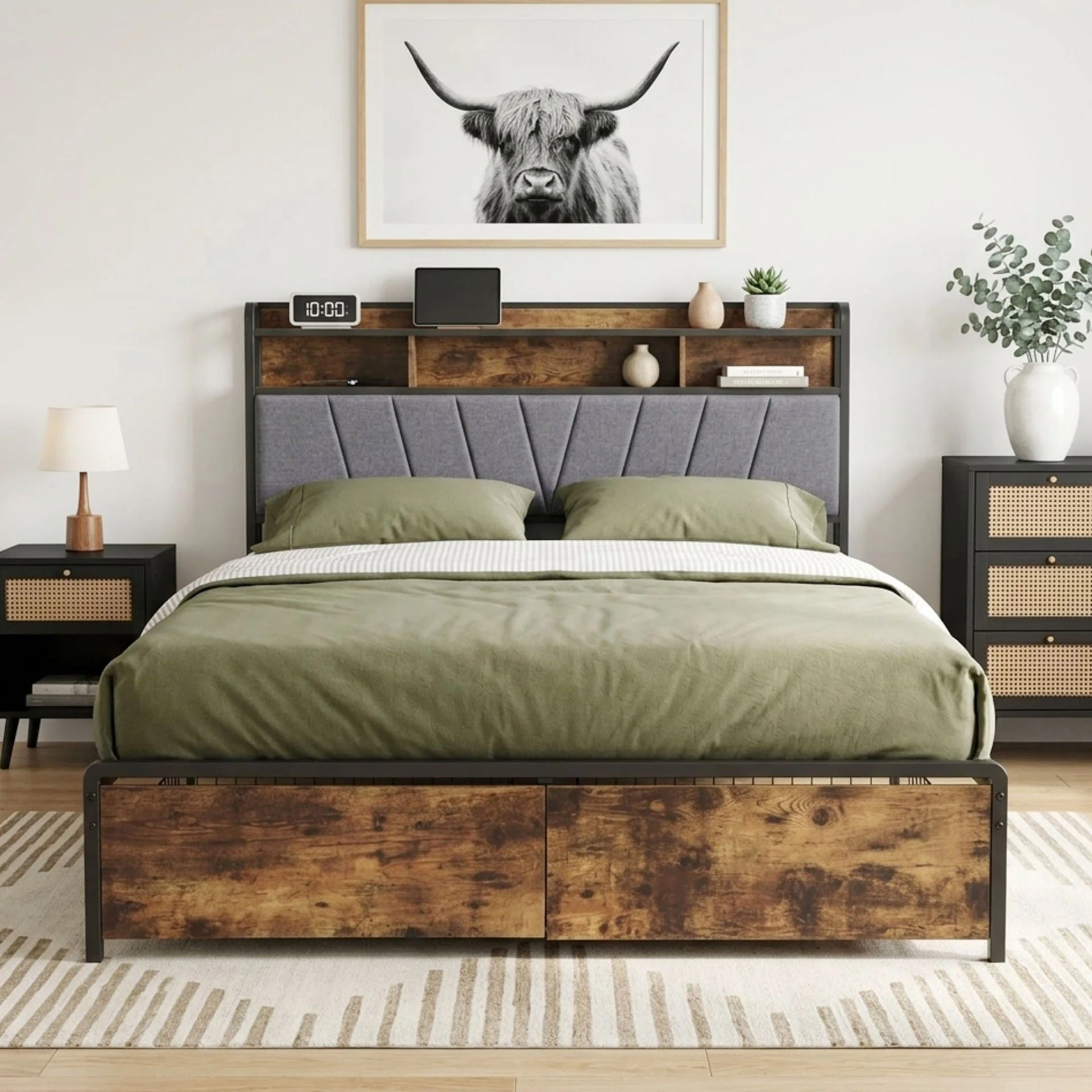 Rito Queen Metal Bed Frame - Grey - Image 4