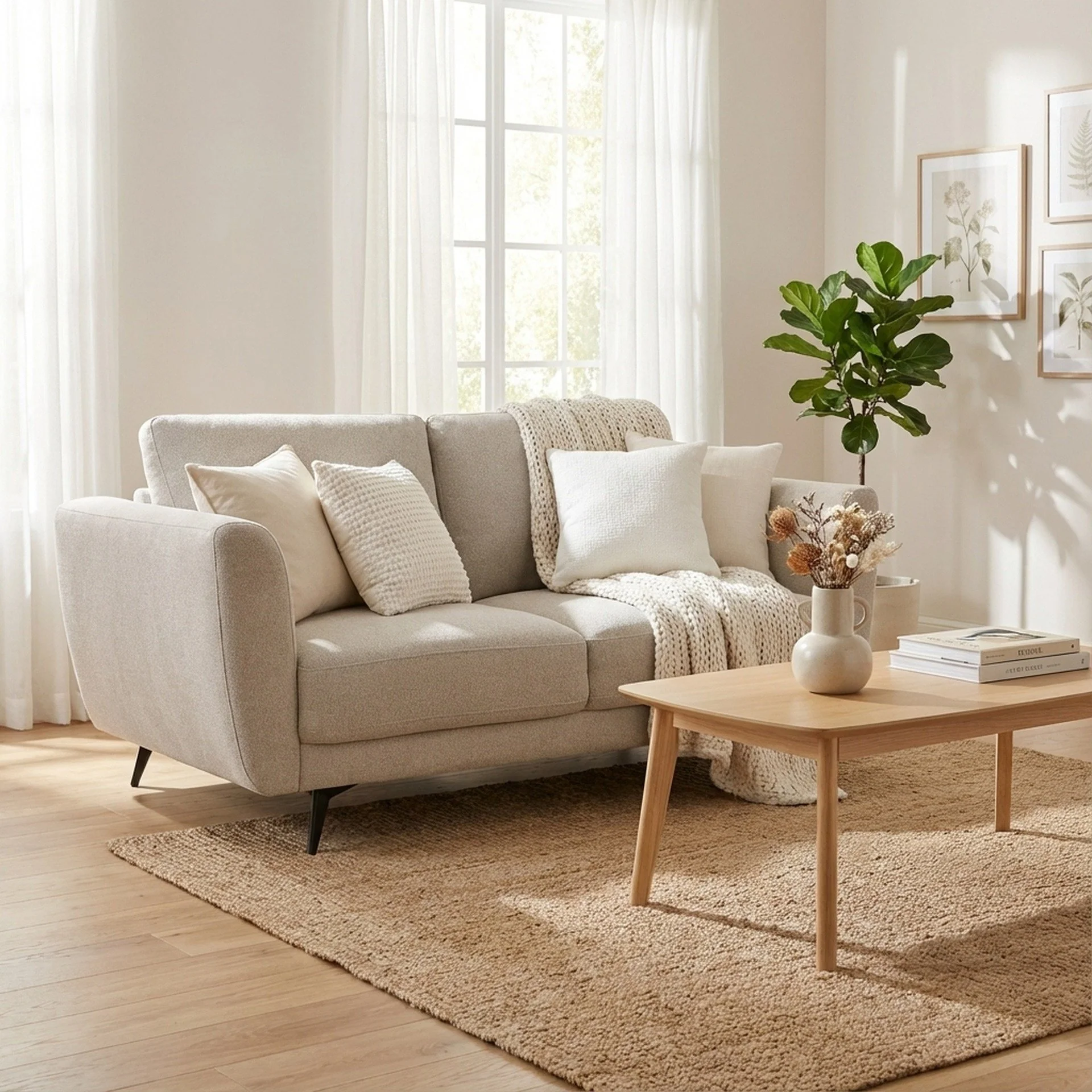 Rivel Chenille 2 Seater Sofa - Beige - Image 7