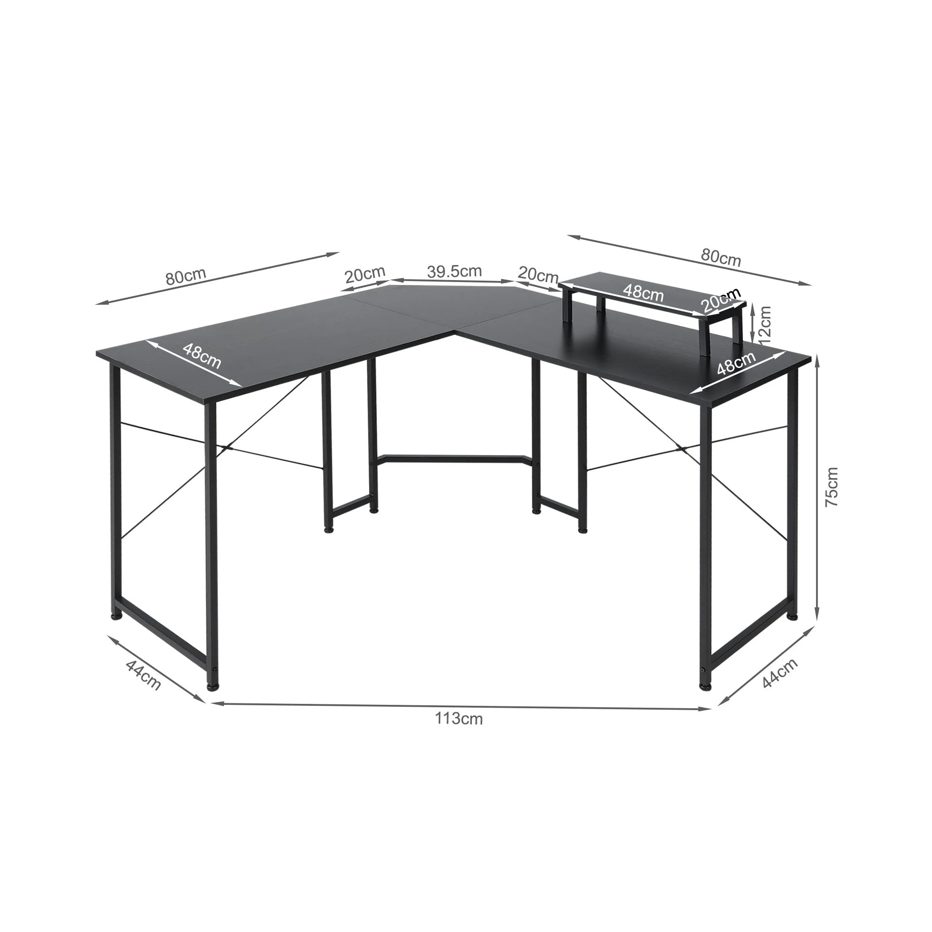 Roman Computer Corner Desk - Black - Image 5