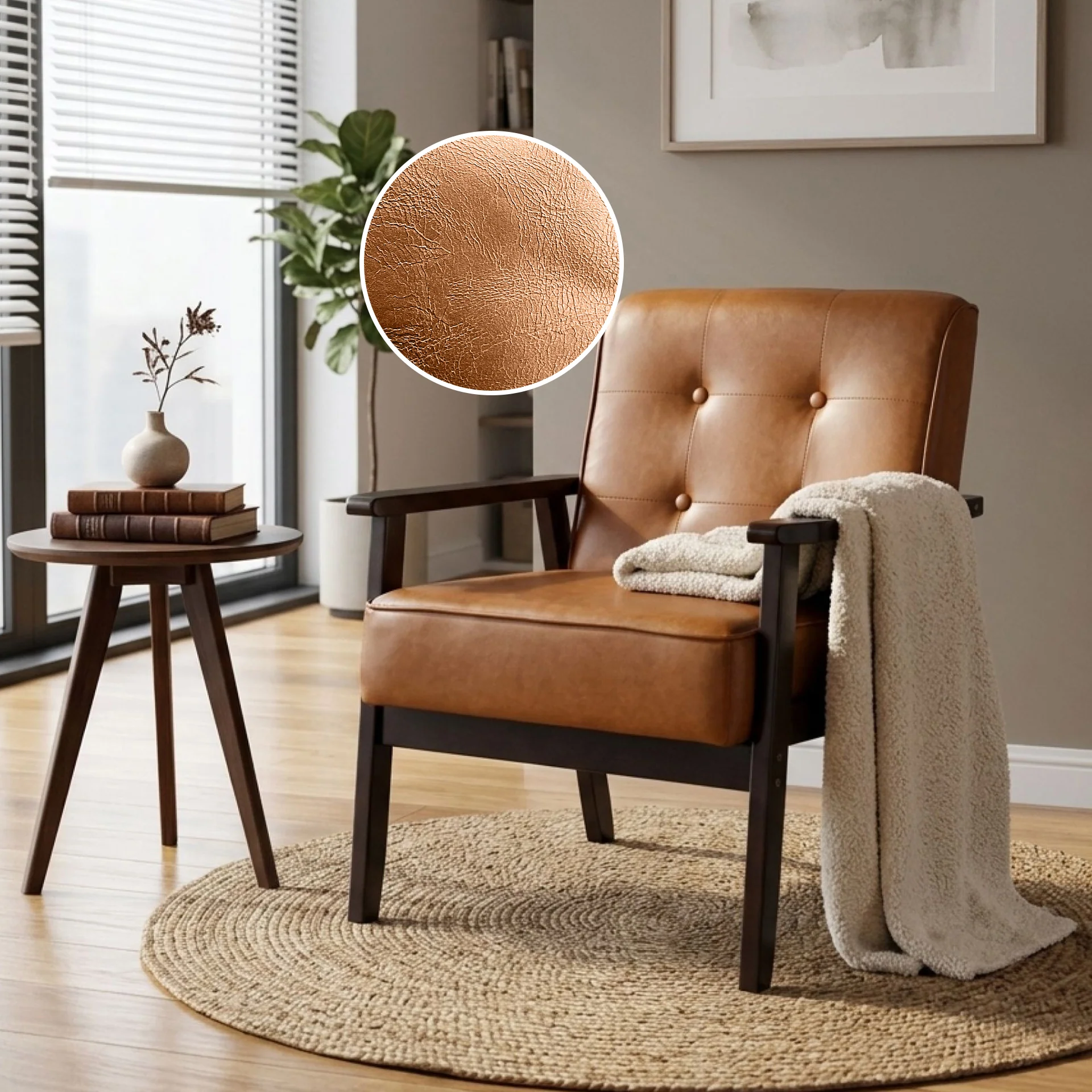 Ronan PU Armchair - Brown - Image 2