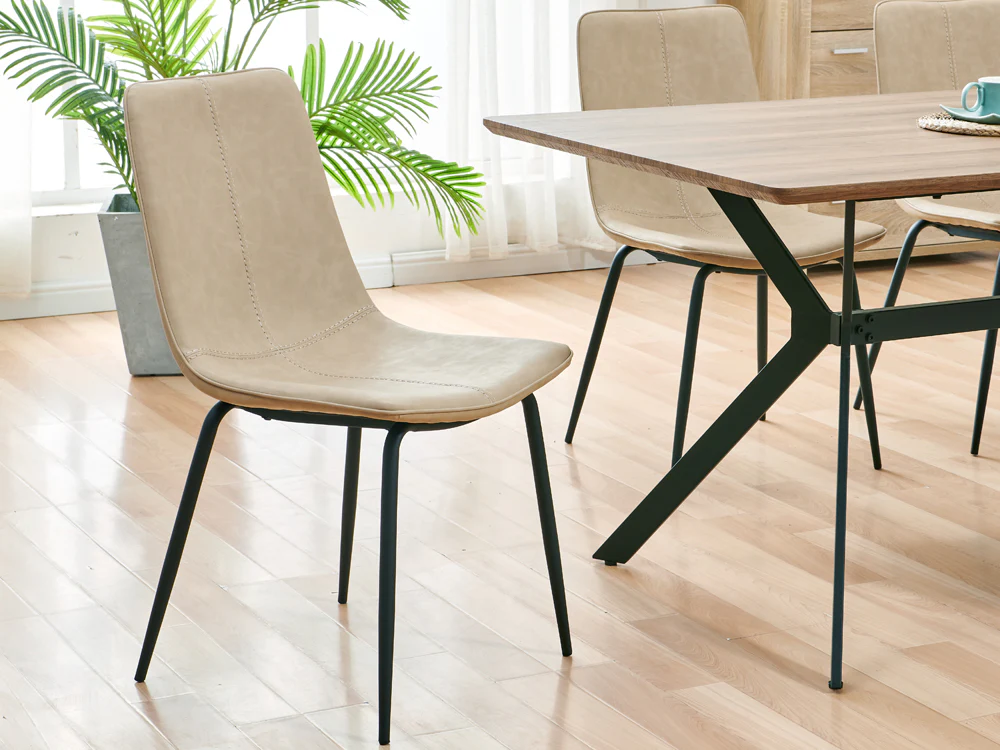 ROWAN 4PCS PU Leather Dining Chair - BEIGE - Image 4