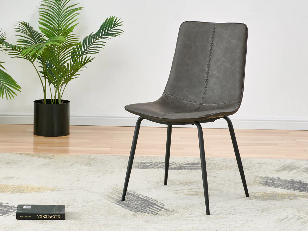 ROWAN 4PCS PU Leather Dining Chair - DARK GREY - Image 5