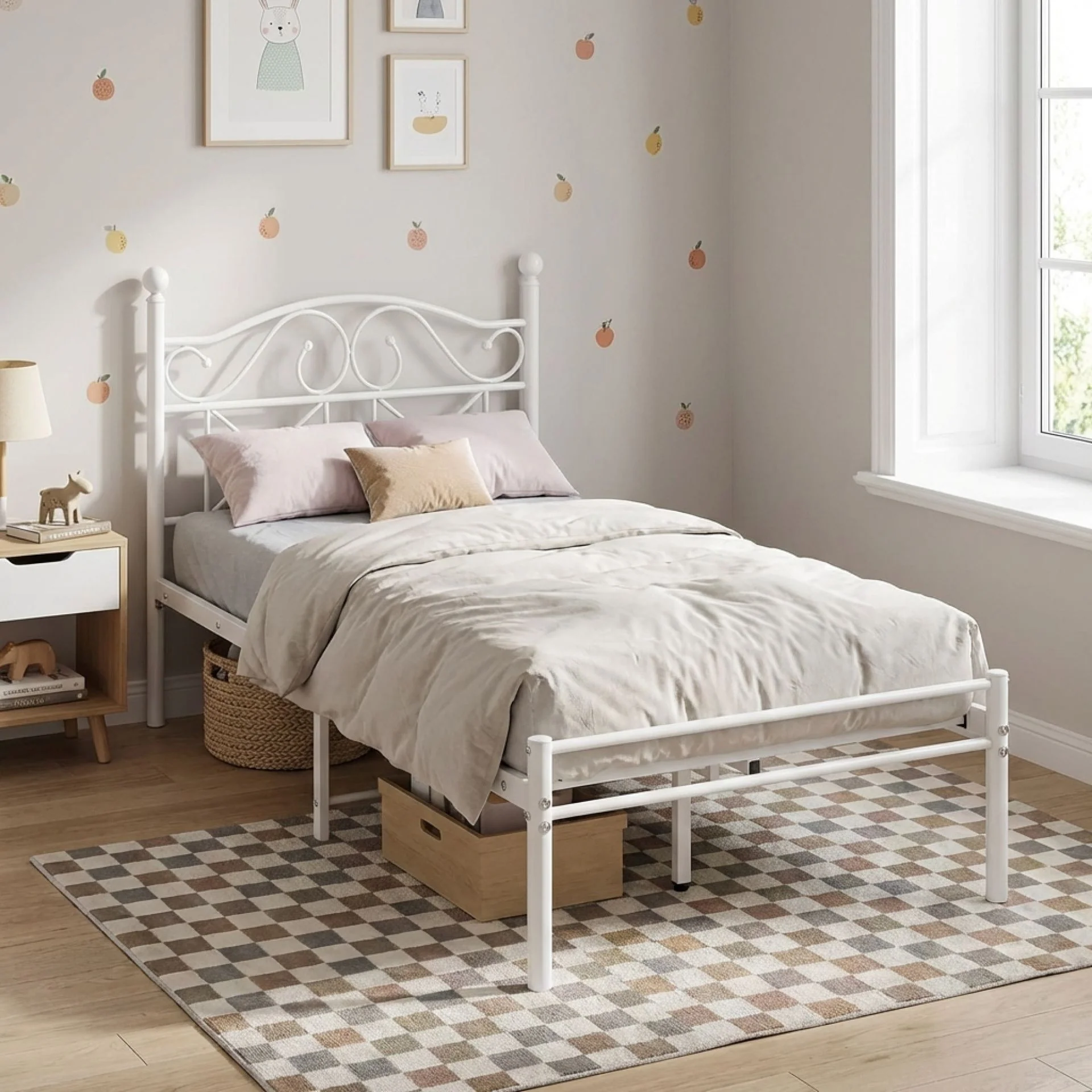 Ruby Single Metal Bed Frame - White - Image 3