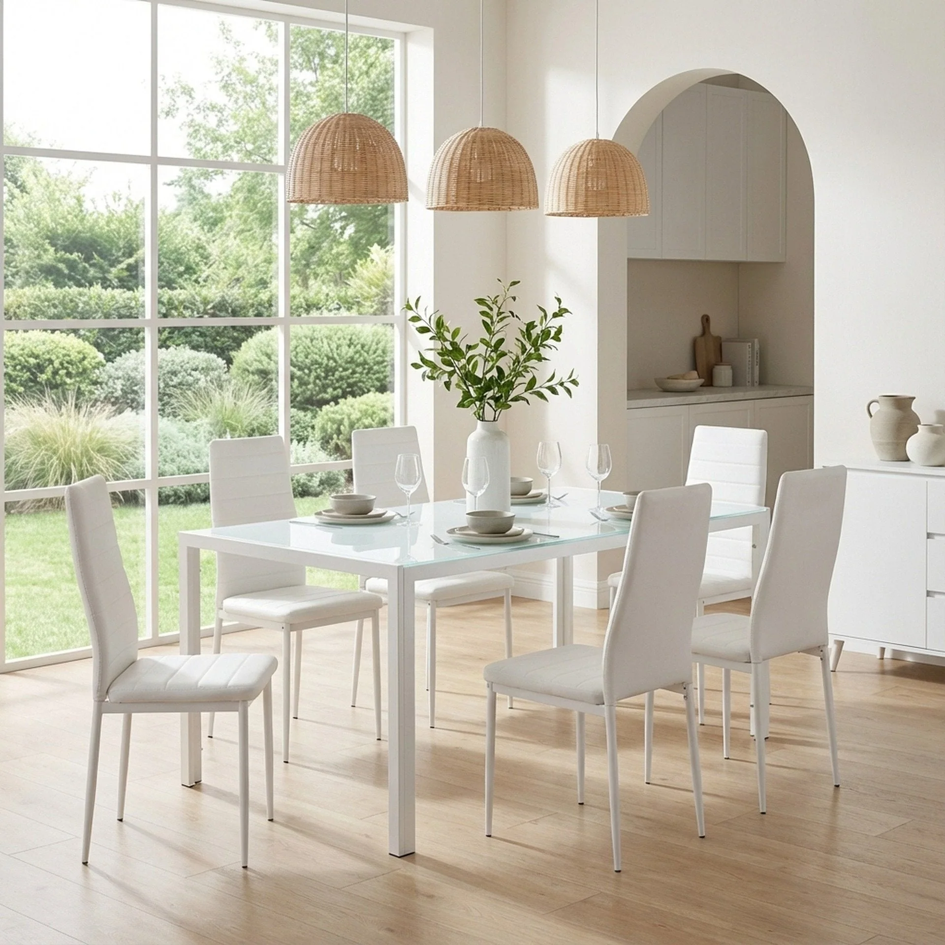 Samuel 7 Piece 1.8m Dining Set - White - Image 4