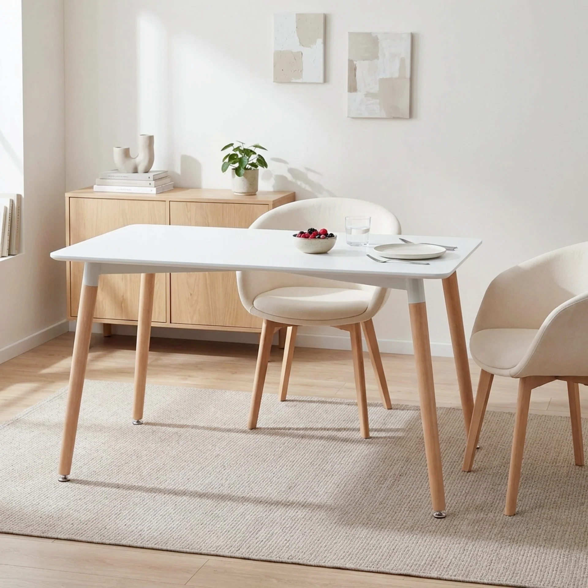 Sana Dining Table Rectangle 120 x 80cm - White - Image 6