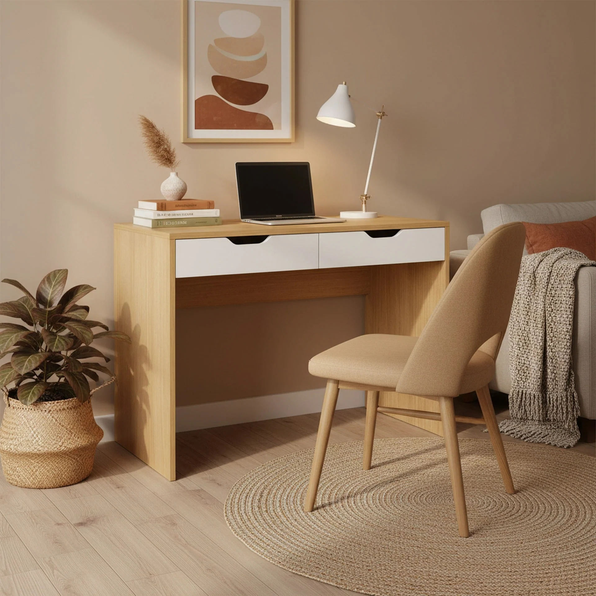 Schertz 100cm Computer Desk - Oak - Image 10