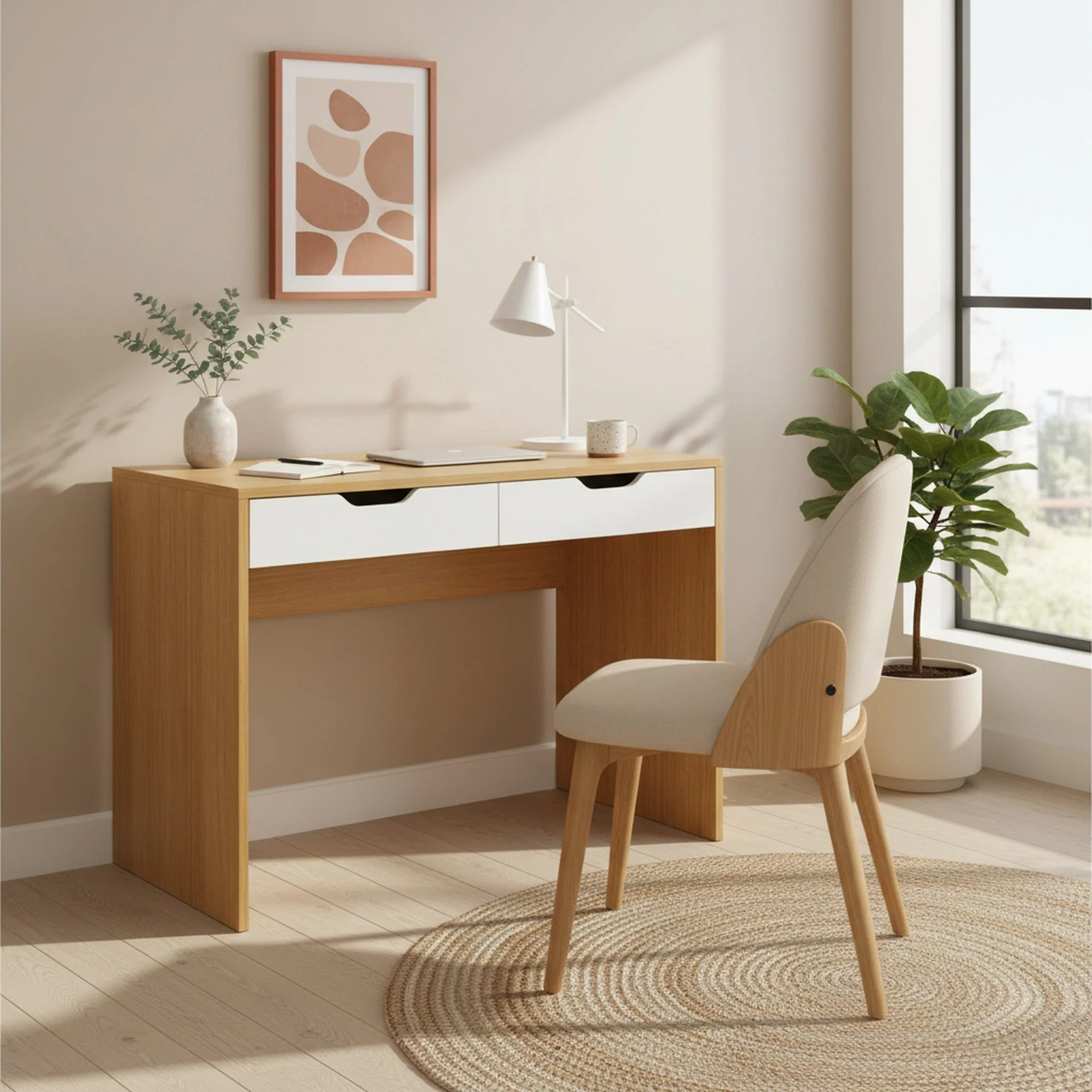Schertz 100cm Computer Desk - Oak - Image 3