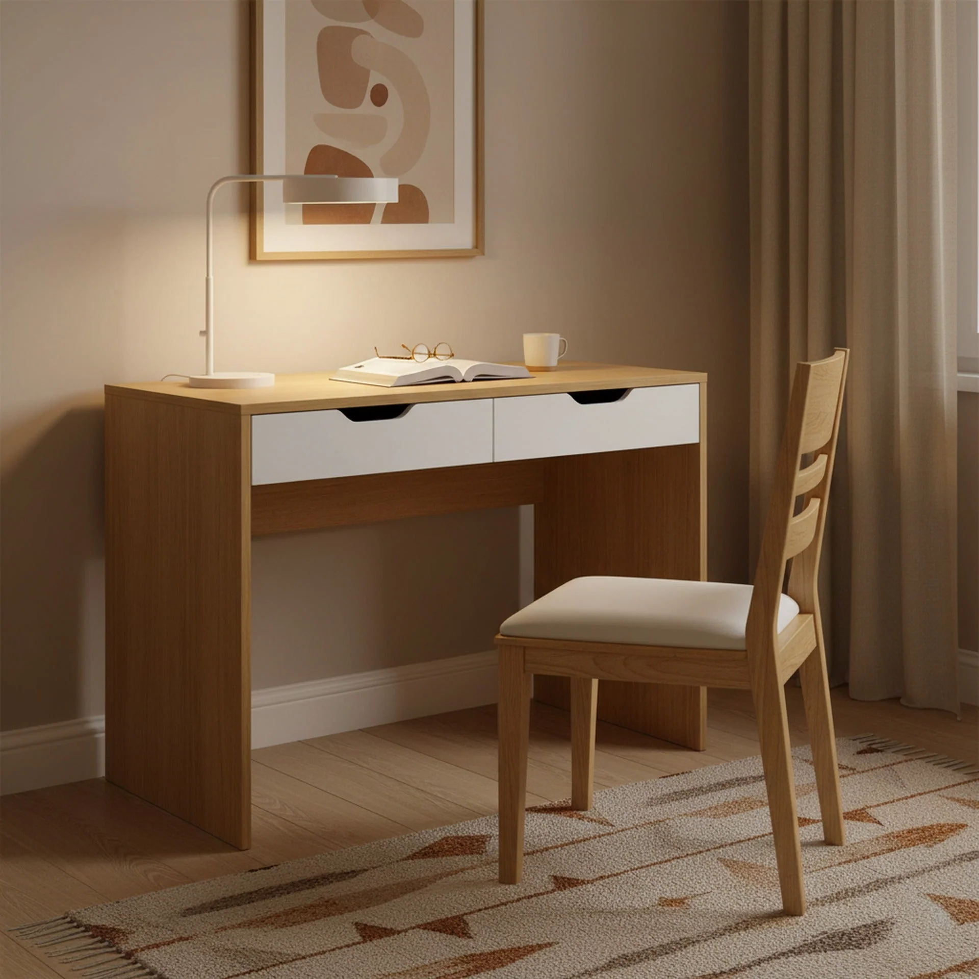 Schertz 100cm Computer Desk - Oak - Image 8