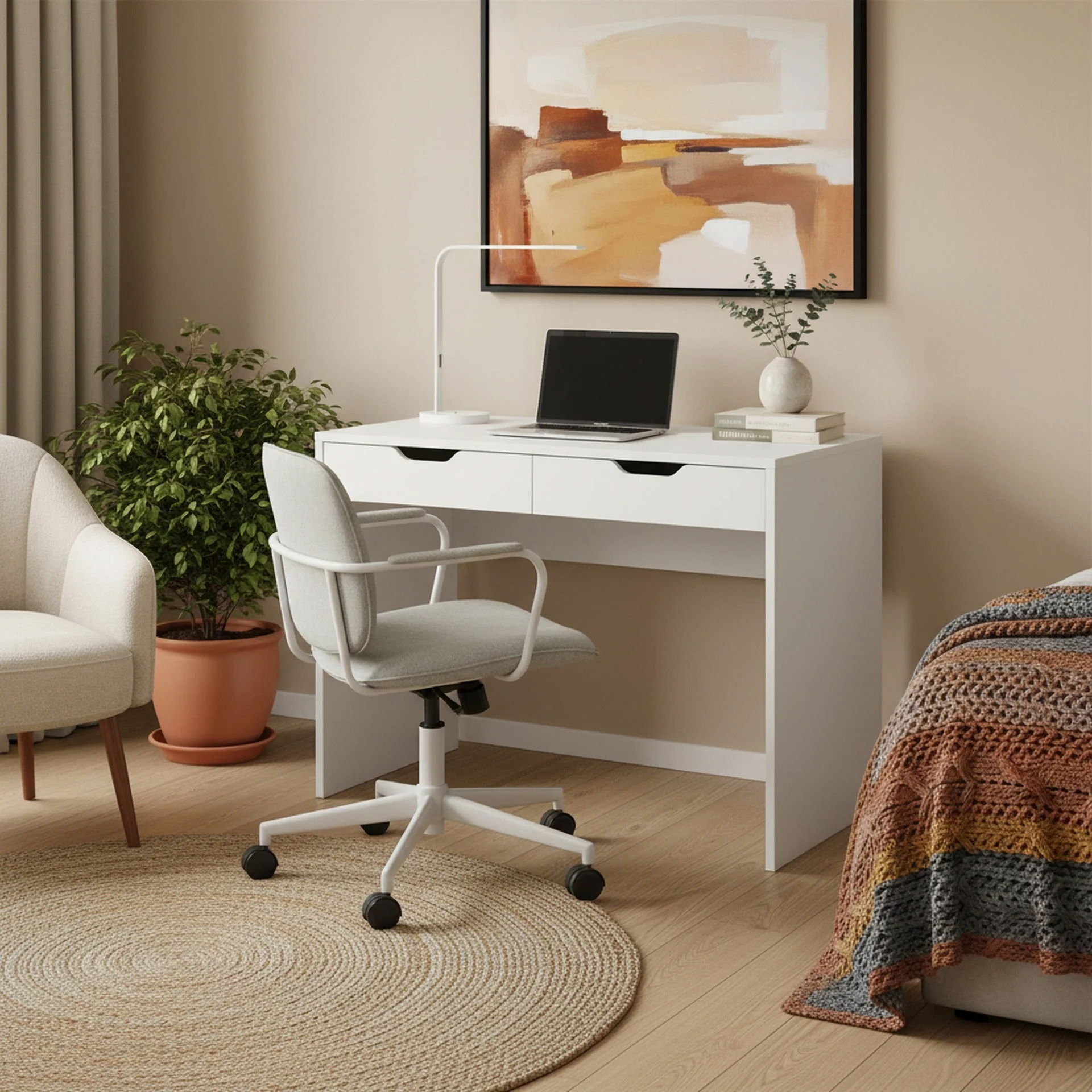Schertz 100cm Computer Desk - White - Image 3