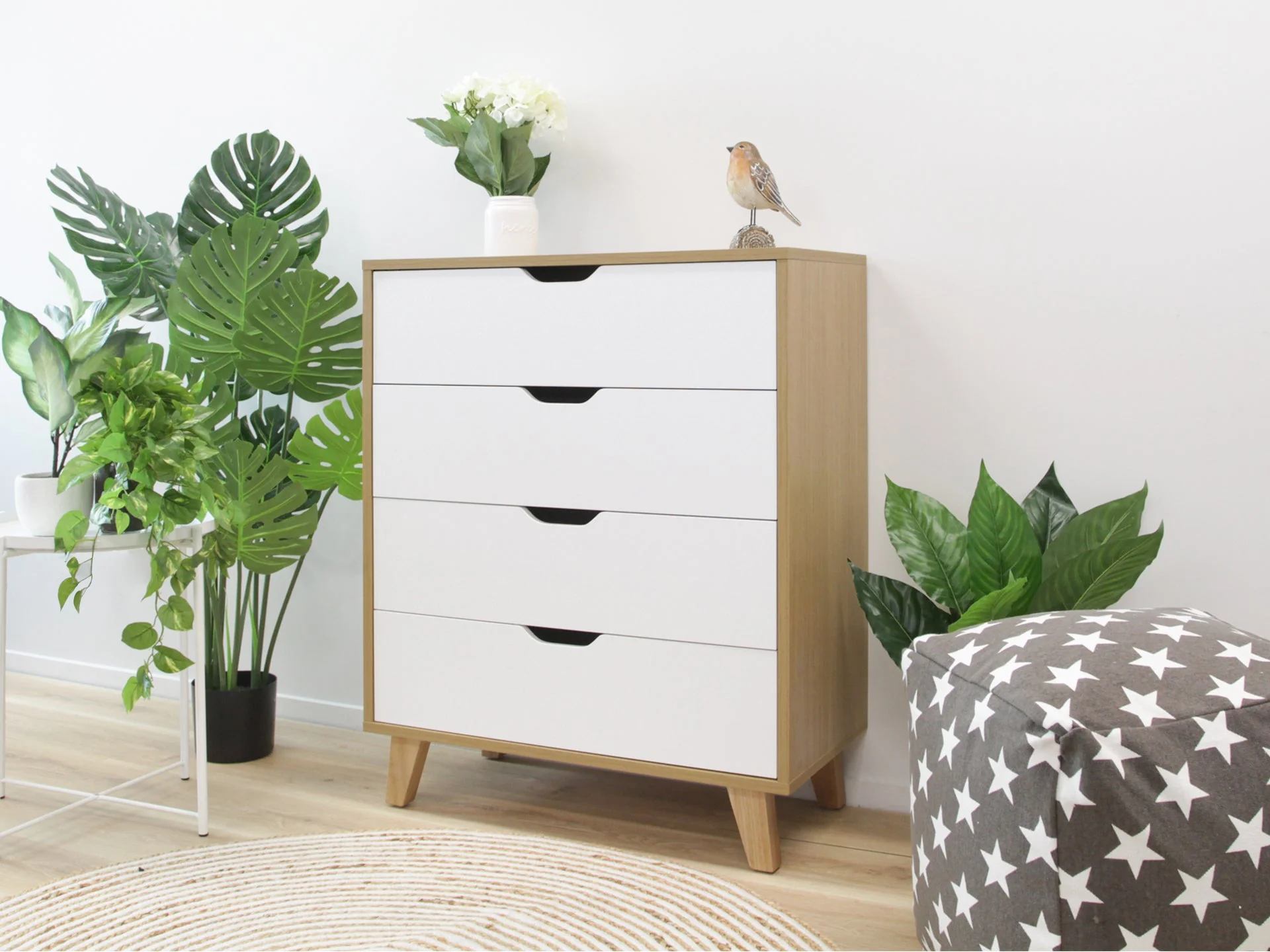 SCHERTZ Wooden Tallboy 4 Drawers - OAK - Image 4