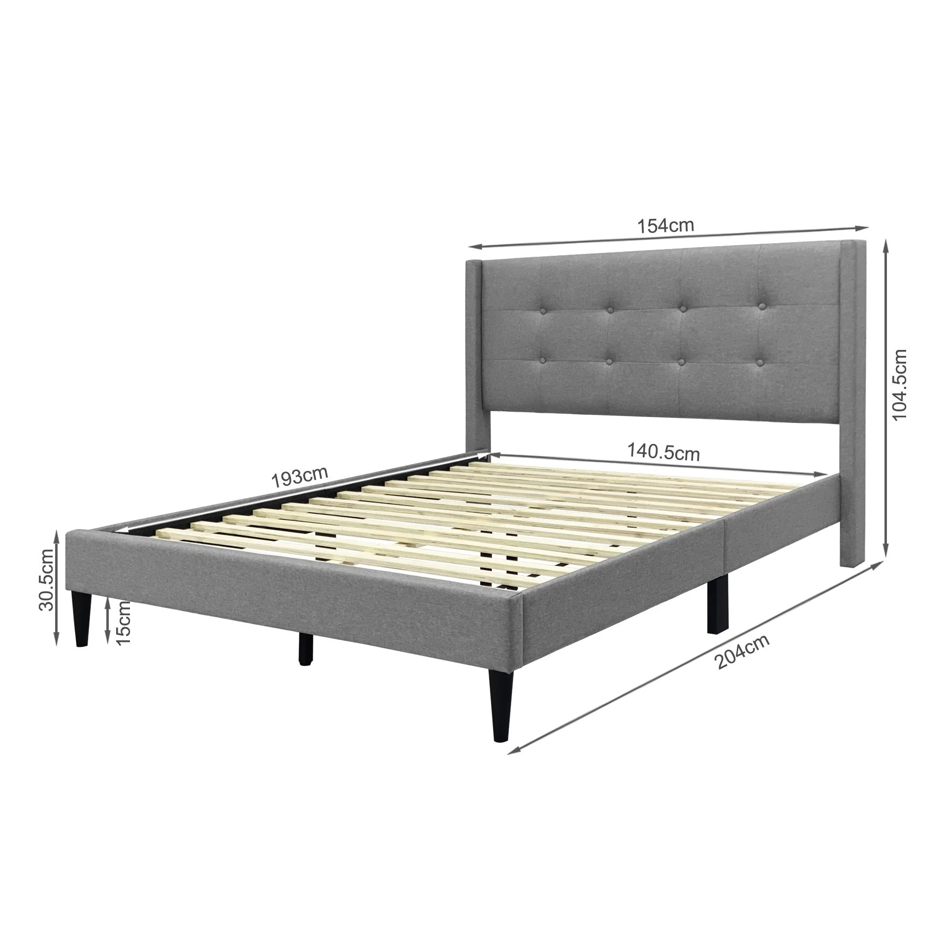 Sealy Double Bed Frame - Light Grey - Image 10