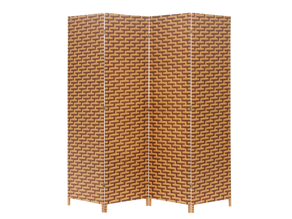 SEFTON 1.8M Rattan Room Divider Screen 4 Panels - BROWN - Image 2